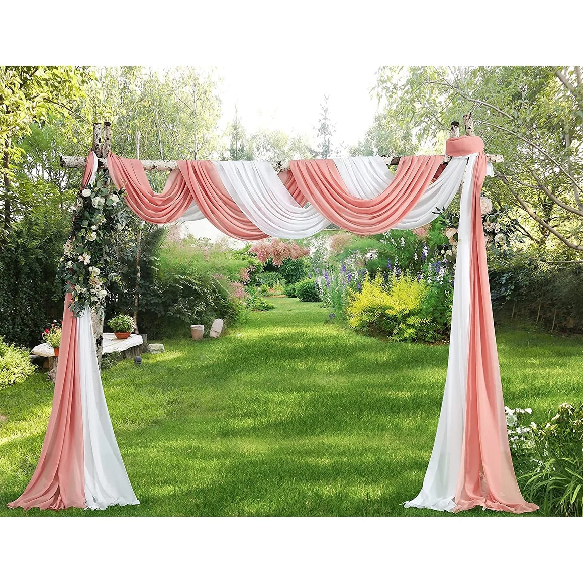 WARM HOME DESIGNS 2 Chiffon Wedding Arch Draping Fabric Scarves