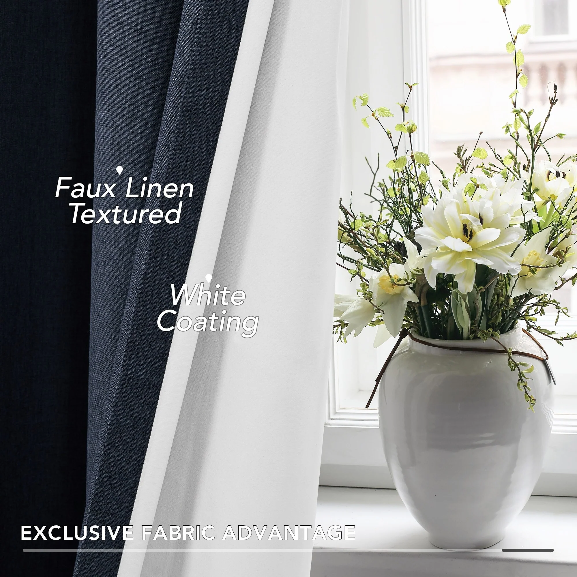 Deconovo Blackout Living Room Curtains Faux Linen Drapes 2 Panels