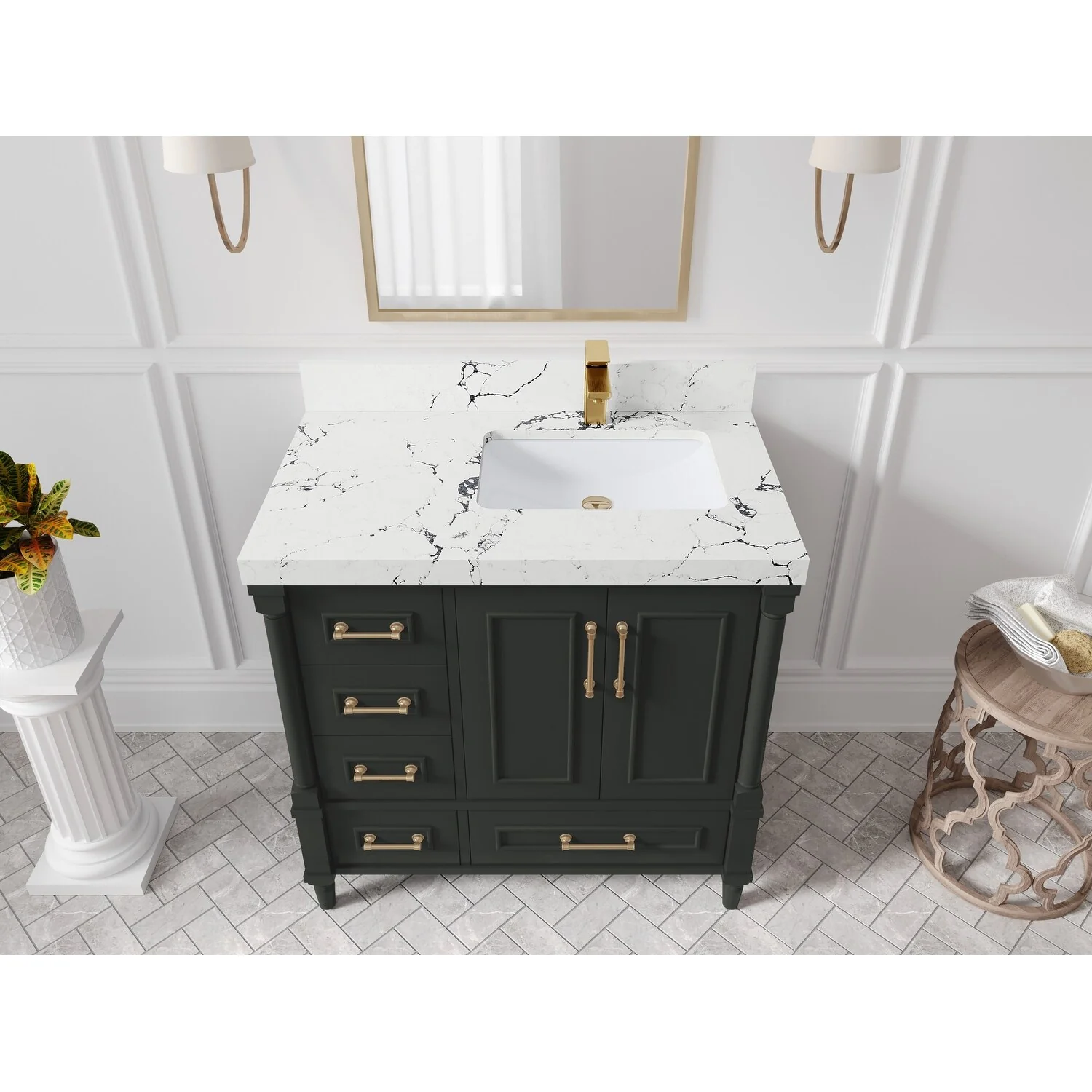 Willow Collections 36 in. W x 22 in. D Aberdeen Right Offset Sink Bathroom Vanity with Countertop