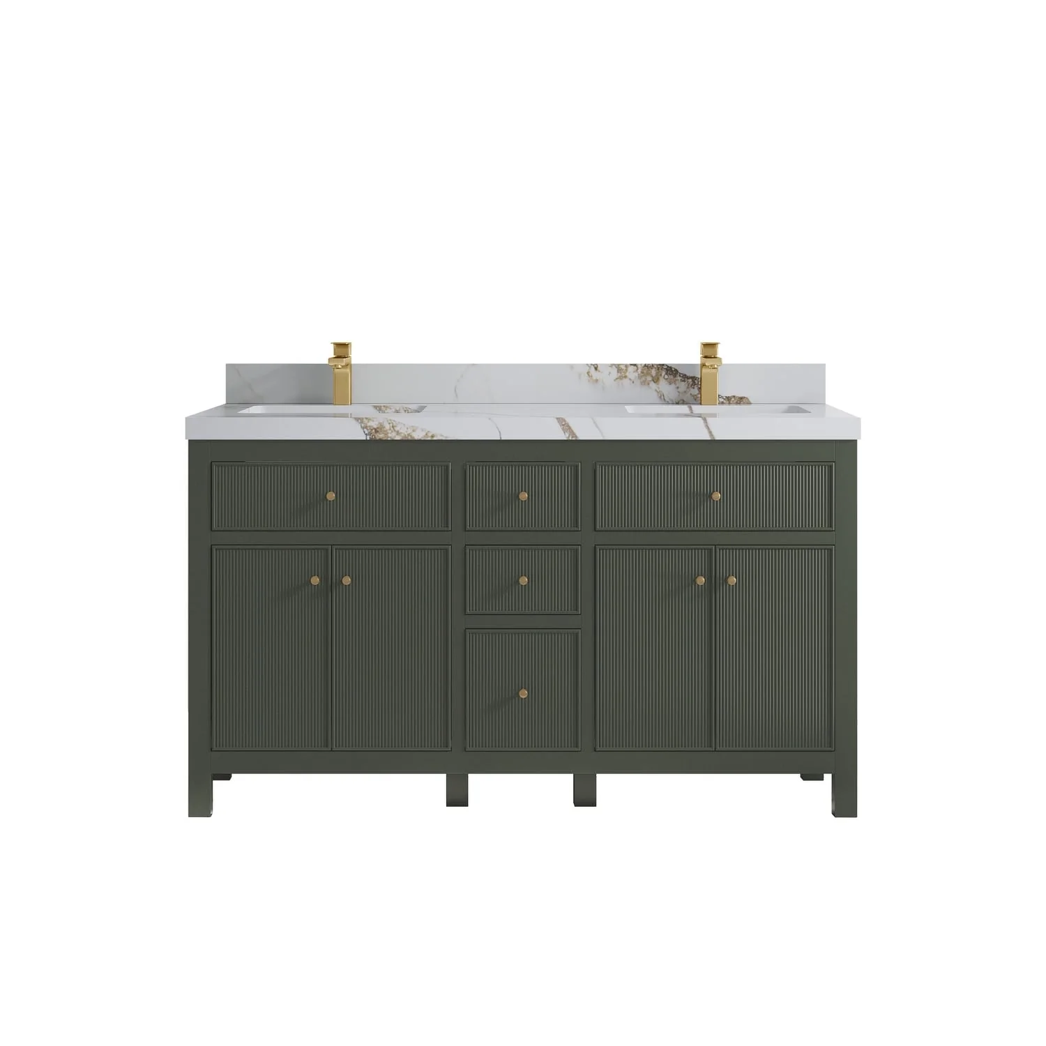 Willow Collections 60 in. W x 22 in D. Sonoma Free Standing Reeded Double Sink Bathroom Vanity with Countertop