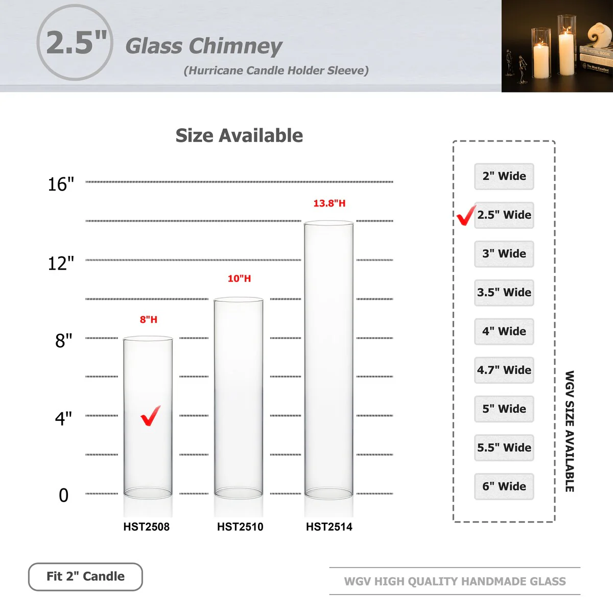 Clear Glass Cylinder Hurricane Chimney Tube, Candle Cover - 1 Piece