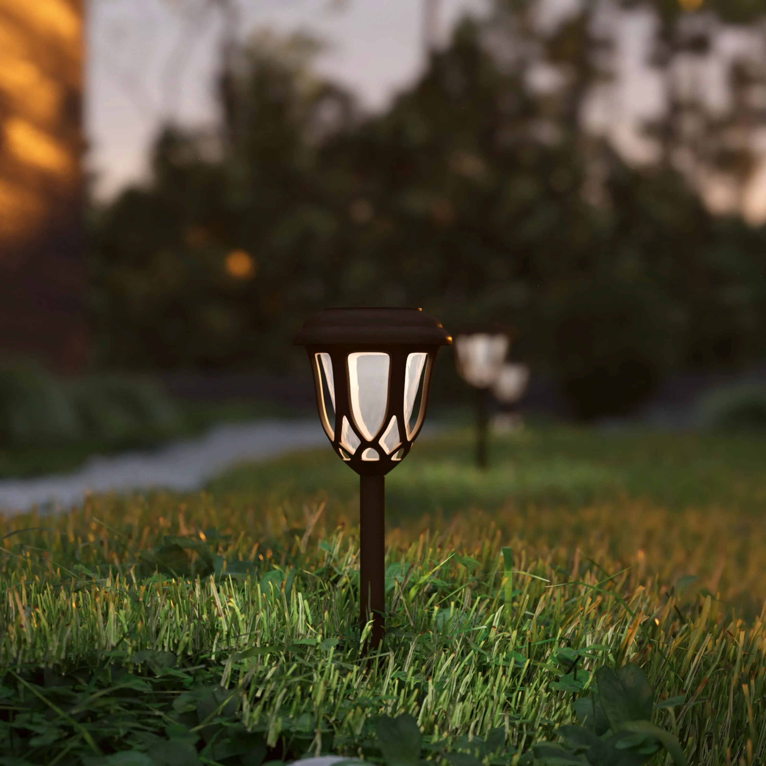 All - Weather Tulip Design Solar Powered LED Garden & Pathway Lights - Set of 8
