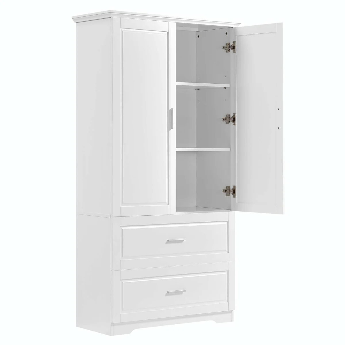 Tall Bathroom Storage Cabinet with Drawers and Adjustable Shelf