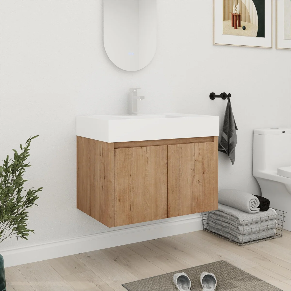 Bathroom Vanity With Sink In 24/30/36 Inch, Floating Bathroom Vanity with Soft Close Door