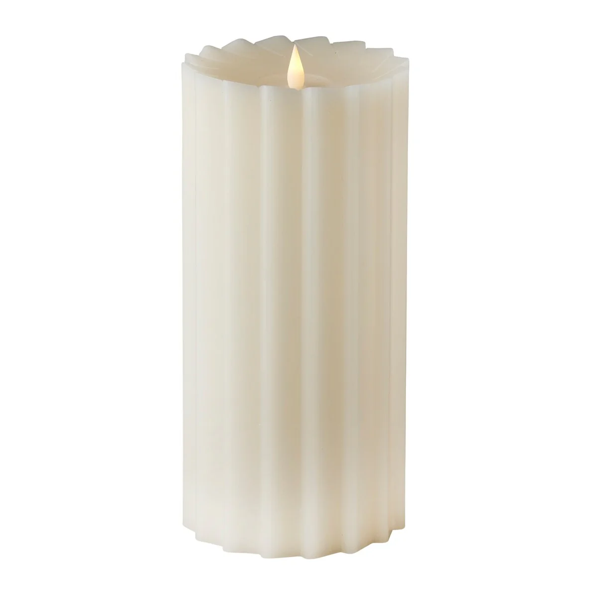 Sutton Fluted Motion Flameless Candle 5x9 Ivory