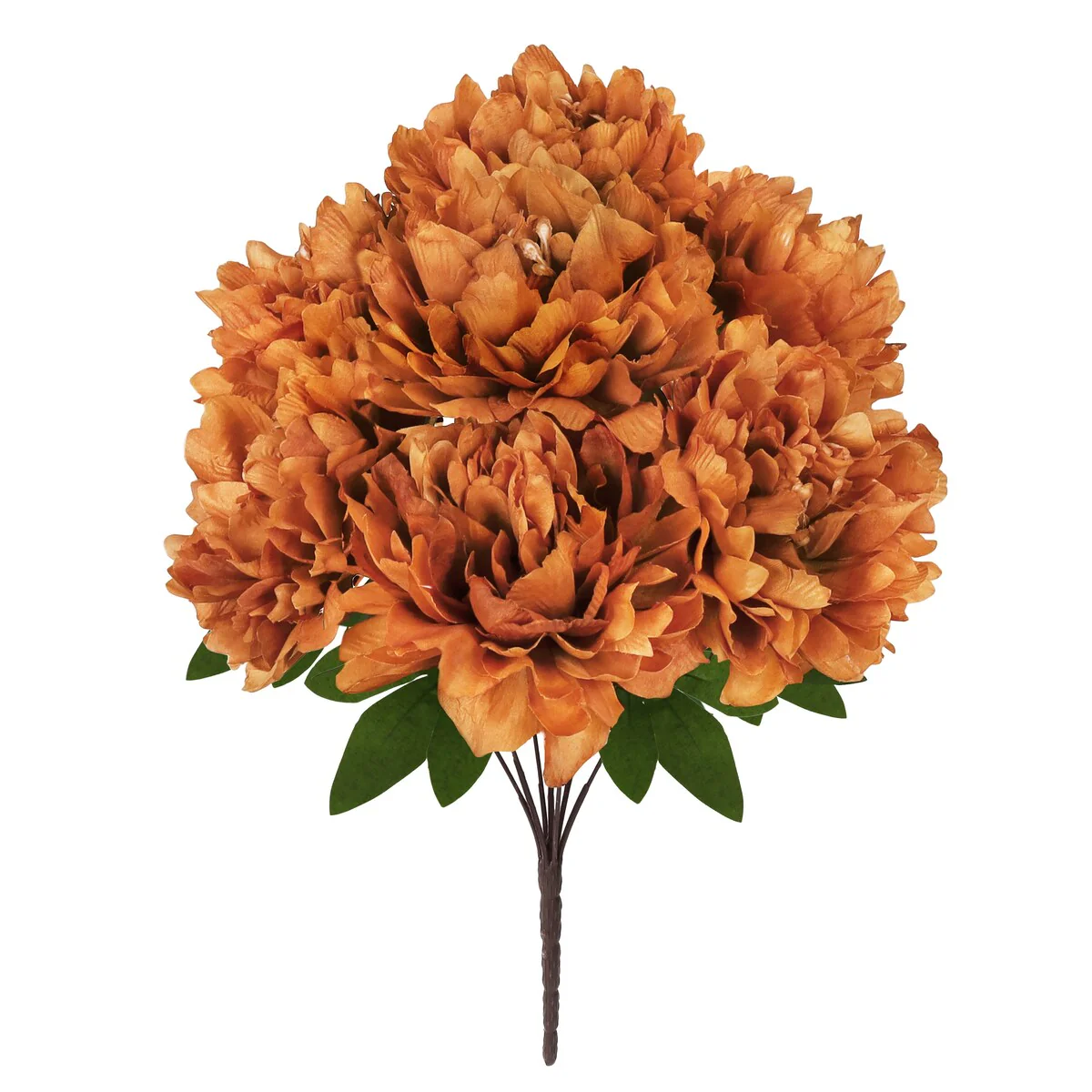 Set of 2 Brown Cafe Artificial Lush Hybrid Peony Flower Stem Bush Bouquet 17in - 17
