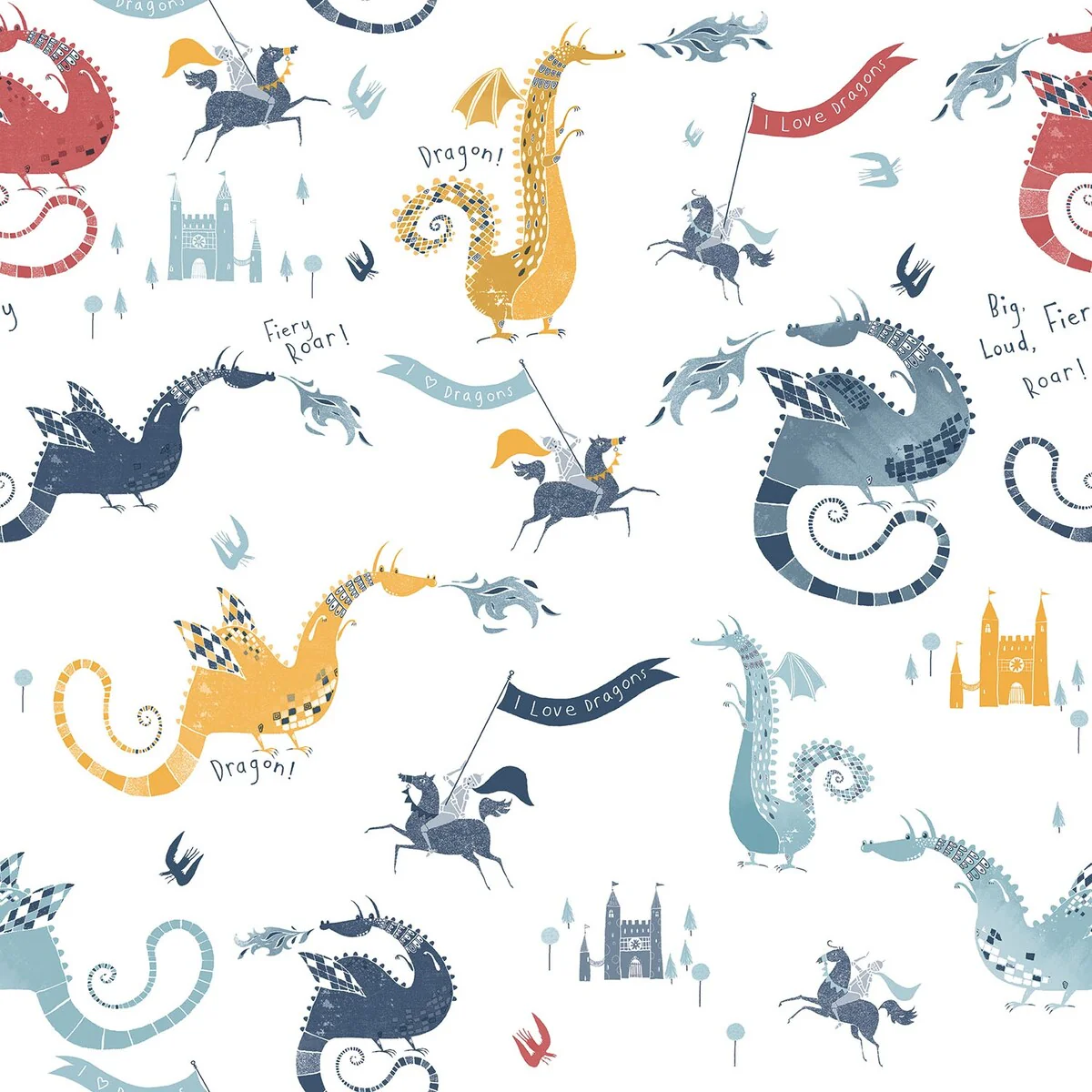 Galerie Wallcoverings Tiny Tots 2 Dragons Non-woven Matte Wallpaper Roll