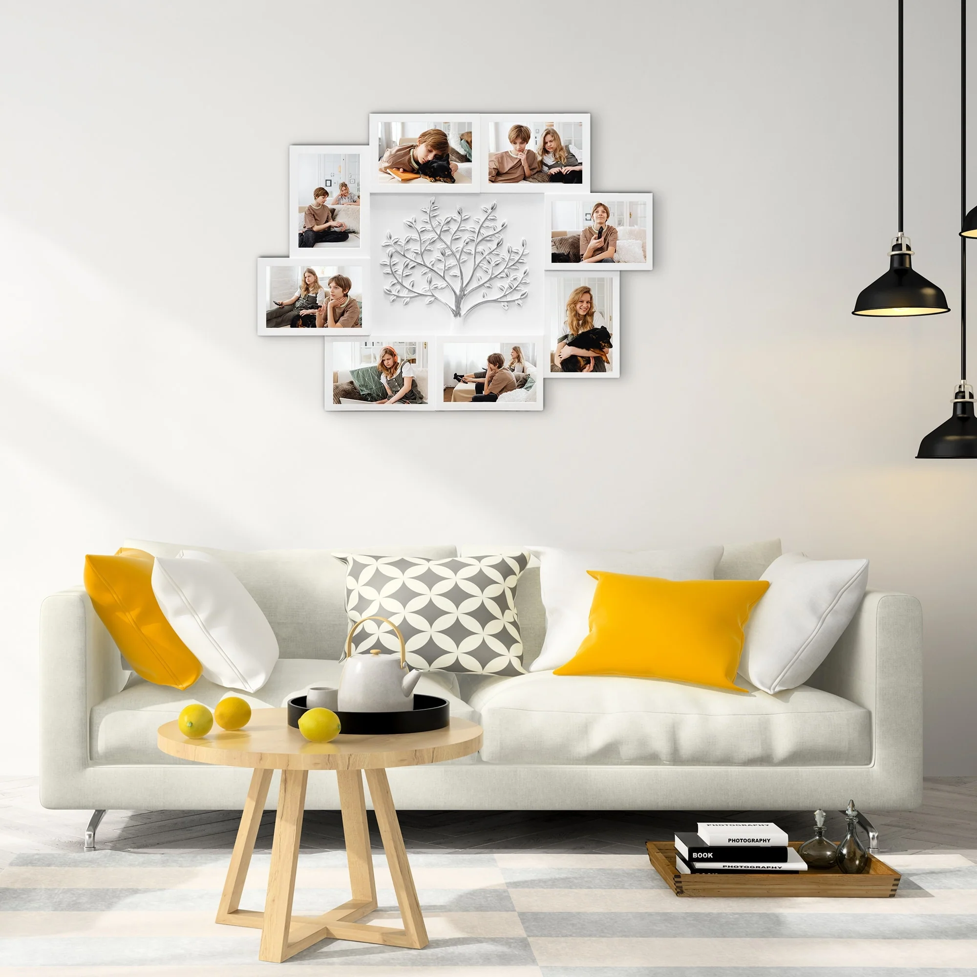 8 Opening Photo Frame Wall Hanging Decor White PVC Picture Frame 