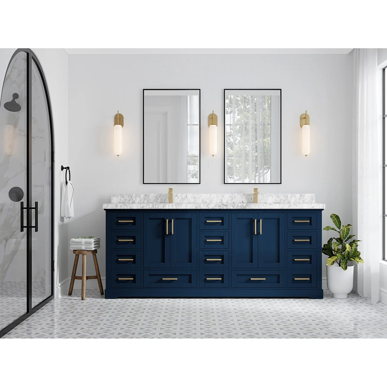 Willow Collection 84 in W x 22 in D x 36 in H Boston Double Bowl Sink Bathroom Vanity with Countertop