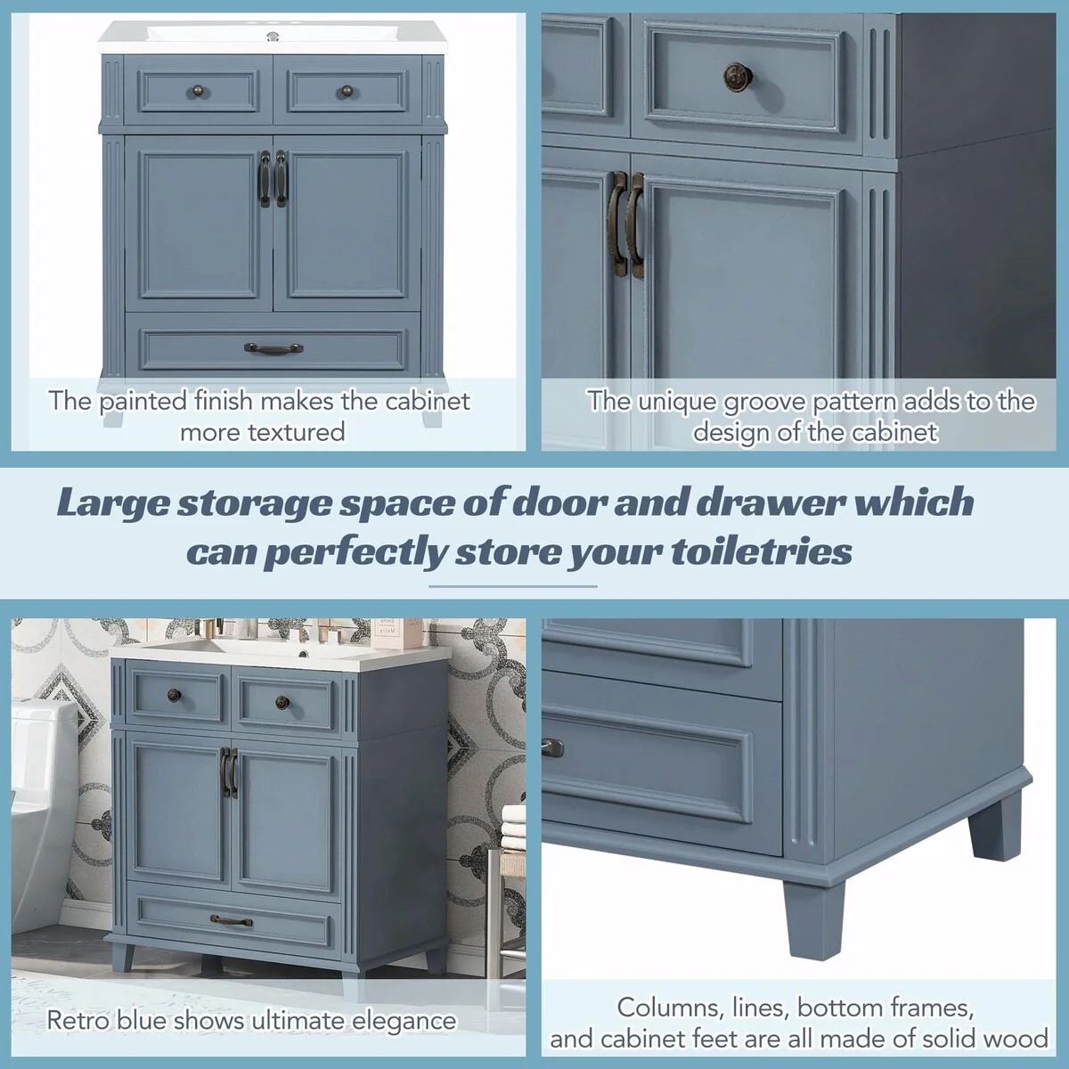 30'' Solid Wood Bathroom Vanity with sink