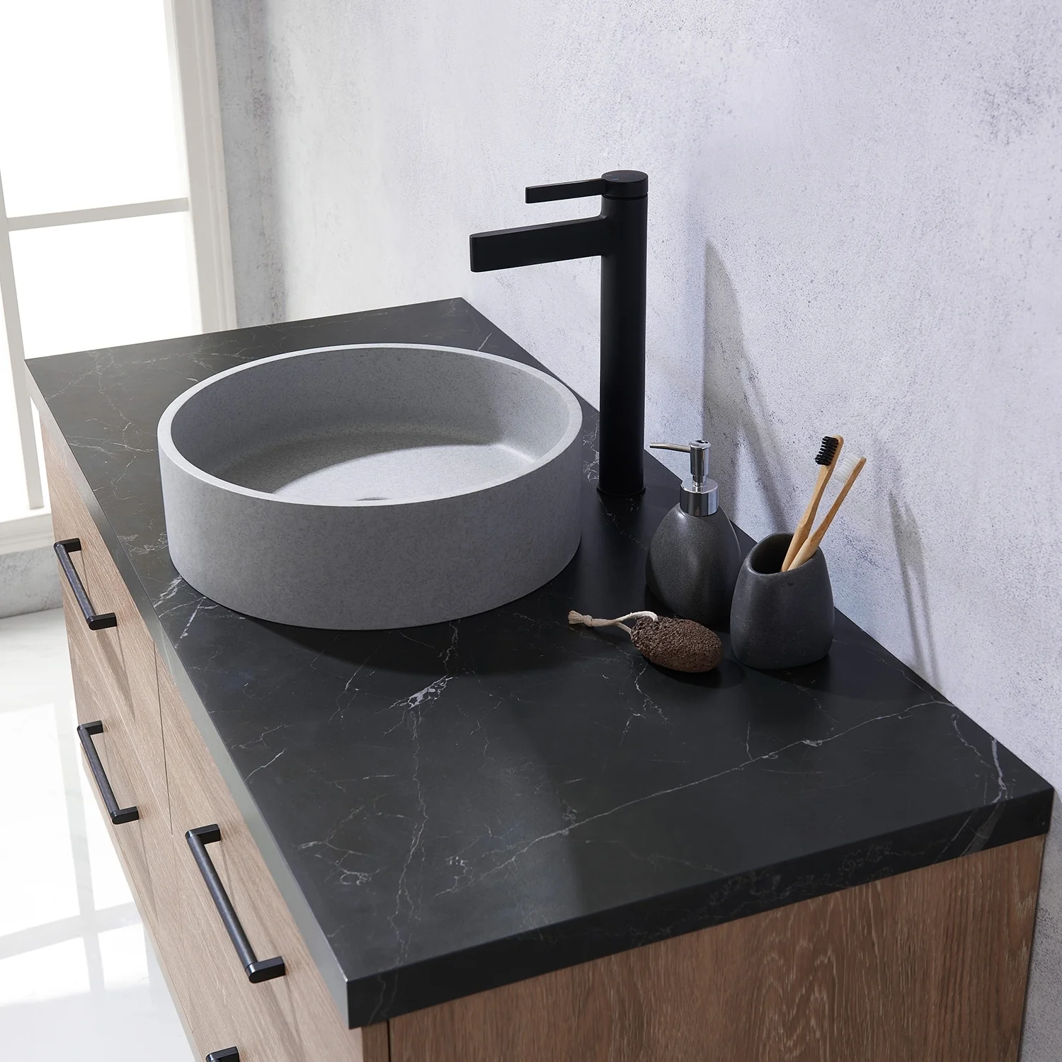 Trento Bath Vanity with Sintered Stone Top with Concrete Sink (C)