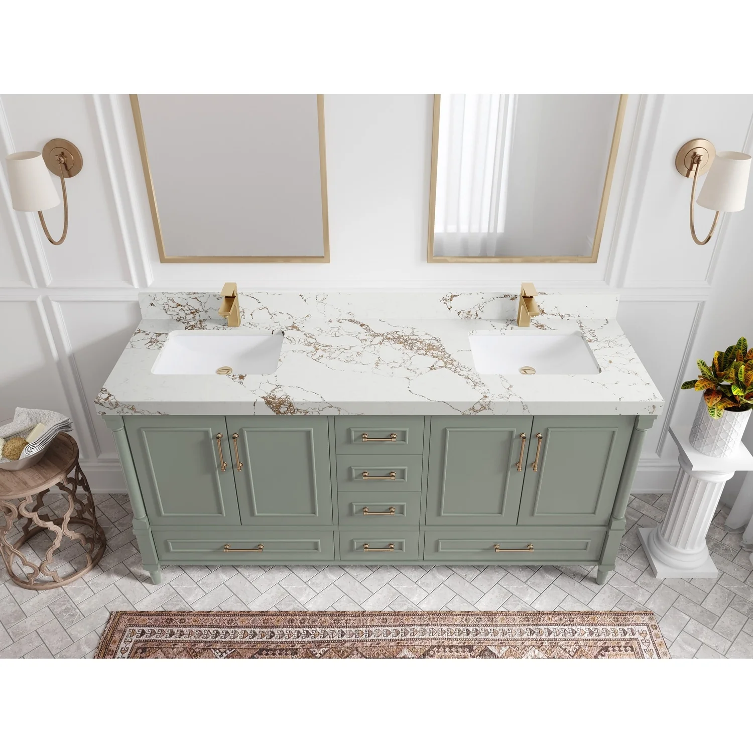 Willow Collections 72 in. W x 22 in. D Aberdeen Double Sink Bathroom Vanity with Countertops