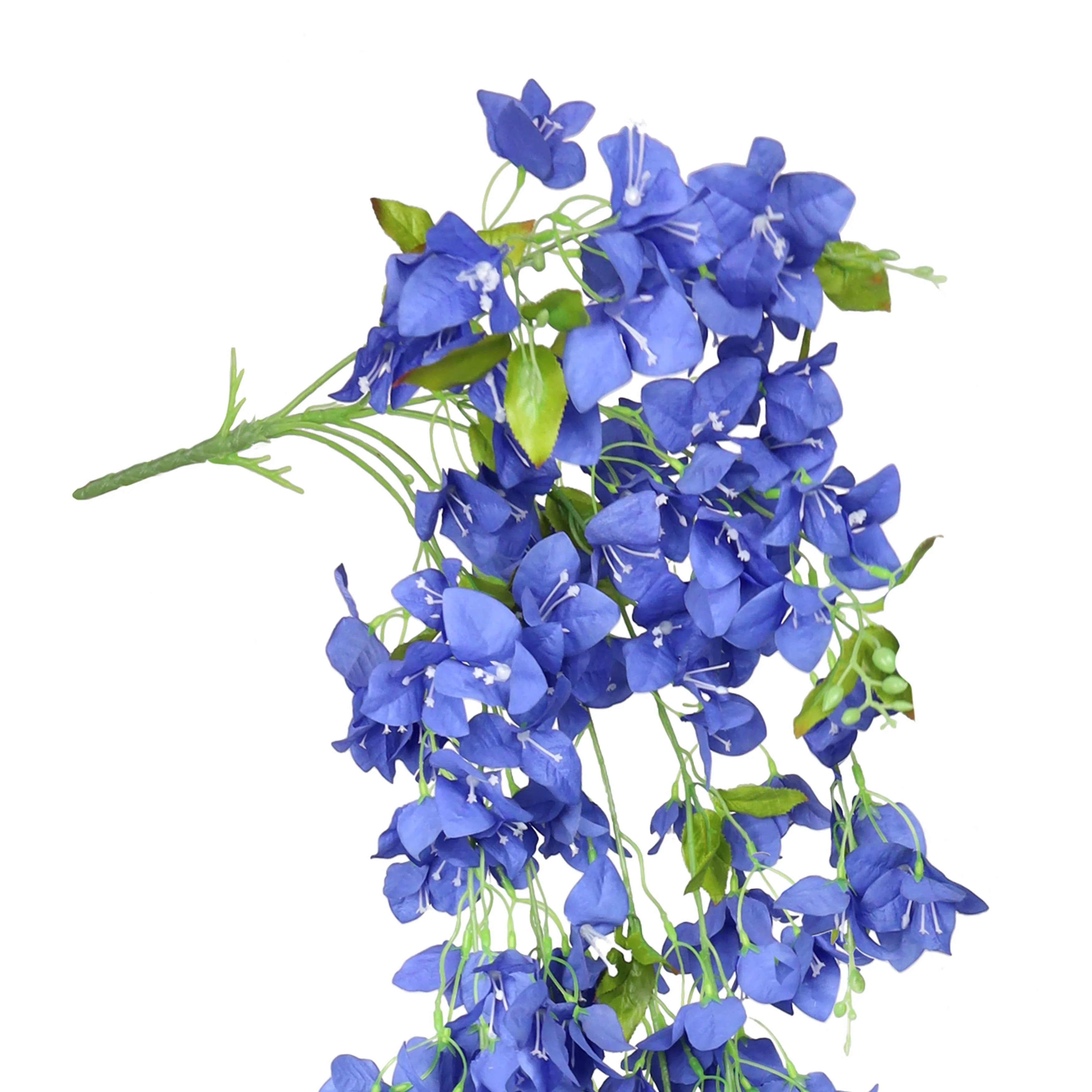 Blue Artificial Bougainvillea Flower Stem Hanging Spray Bush 50in - 50