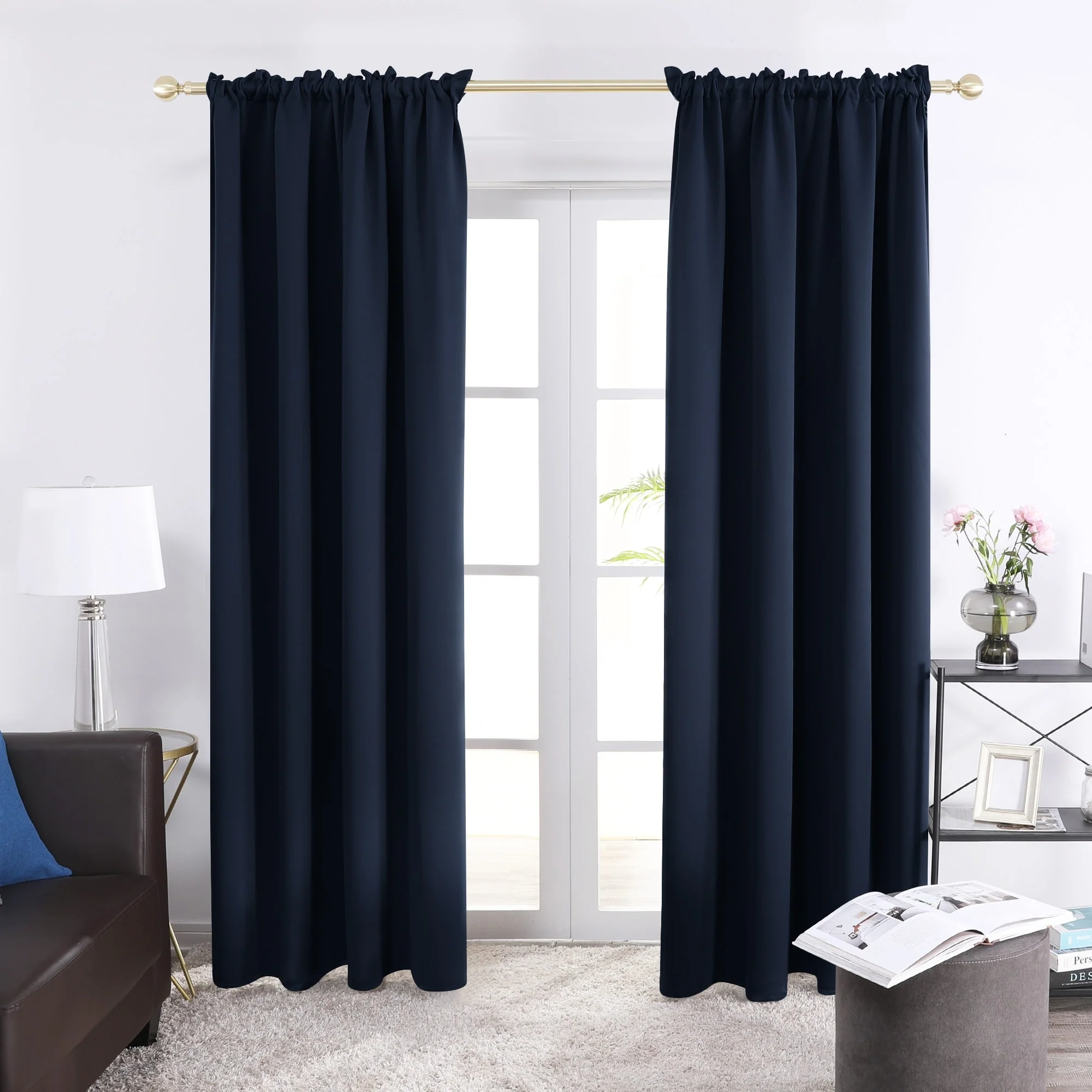 Deconovo Solid Rod Pocket Curtain Panel Pair (2 Panel)