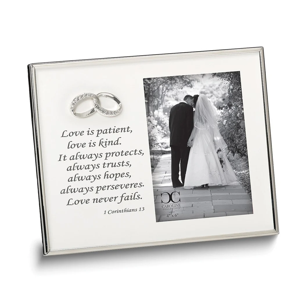 Curata Matte Silver-Tone 4x6 Photo Wedding Frame with Verse 1st Corinthians 13