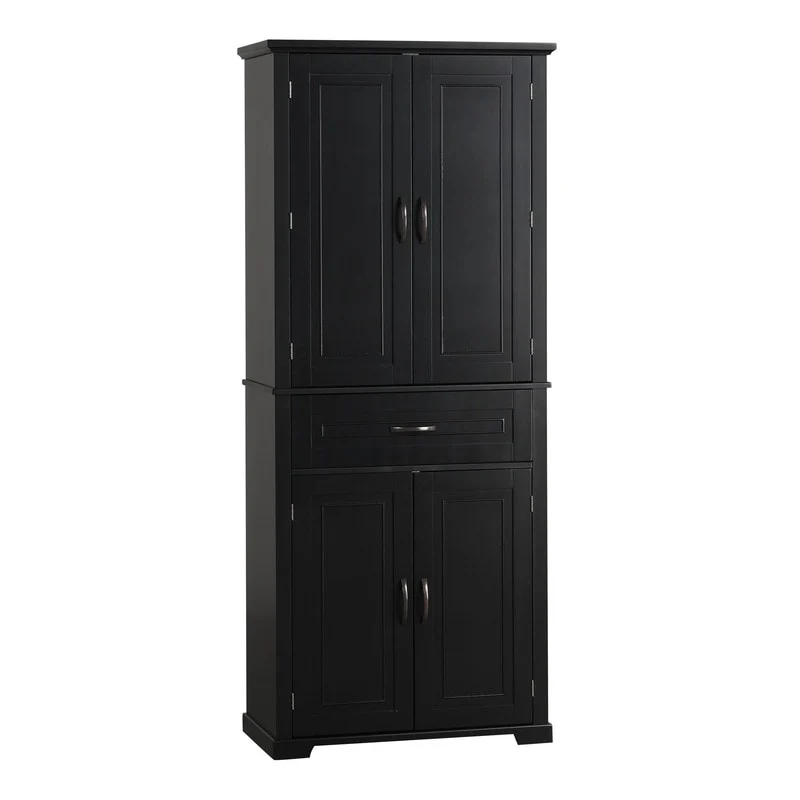 Bathroom Floor Cabinet, Freestanding Storage Cabinet with Doors and Drawer, Kitchen Cupboard with Adjustable Shelf