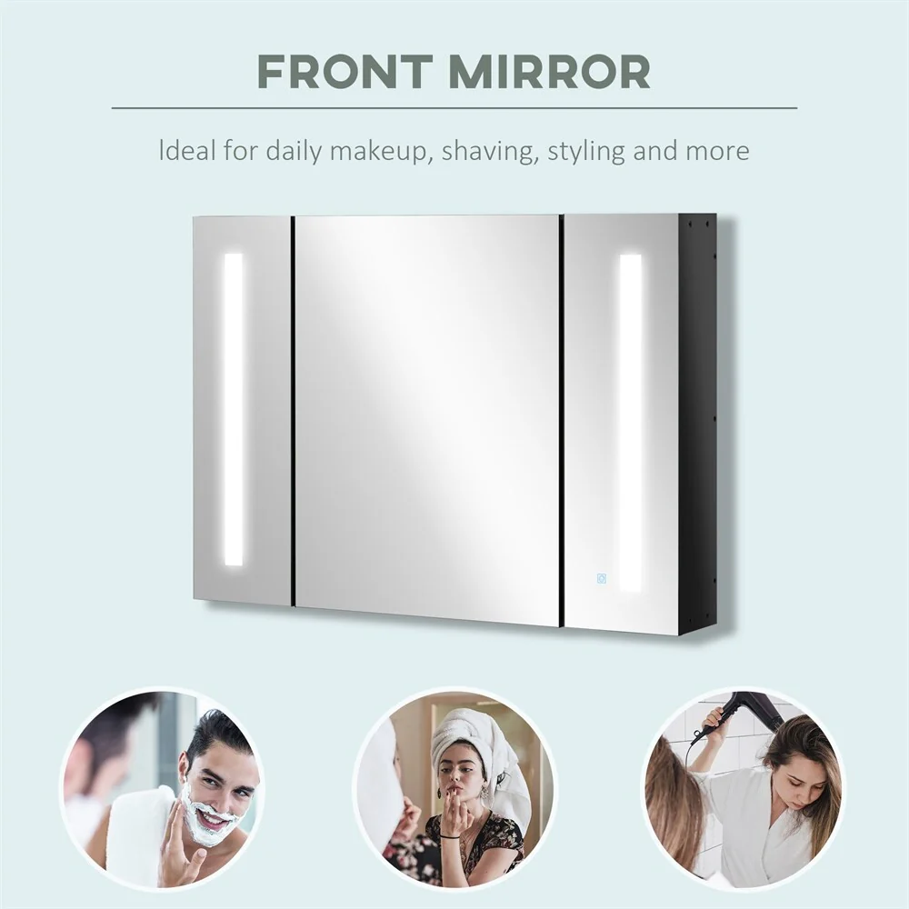 LED Lighted Medicine Cabinet w/Mirror,Wall Mounted Bathroom Cabinet