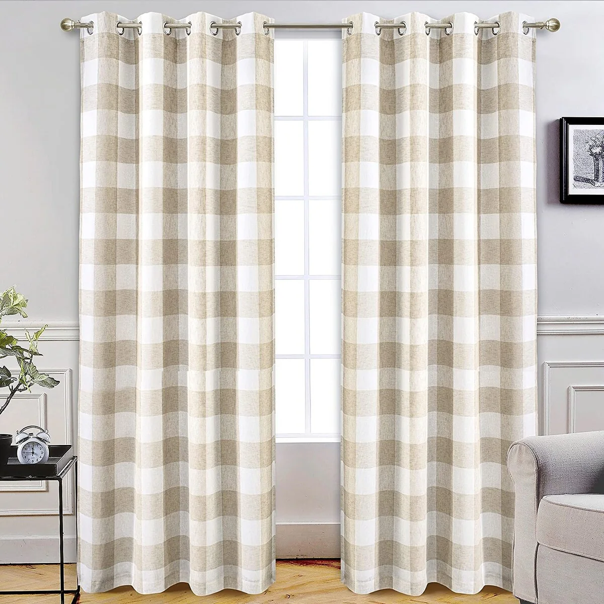 DriftAway Buffalo Check Woven Plaid Pattern Lined Blackout Thermal Insulated Window Curtain