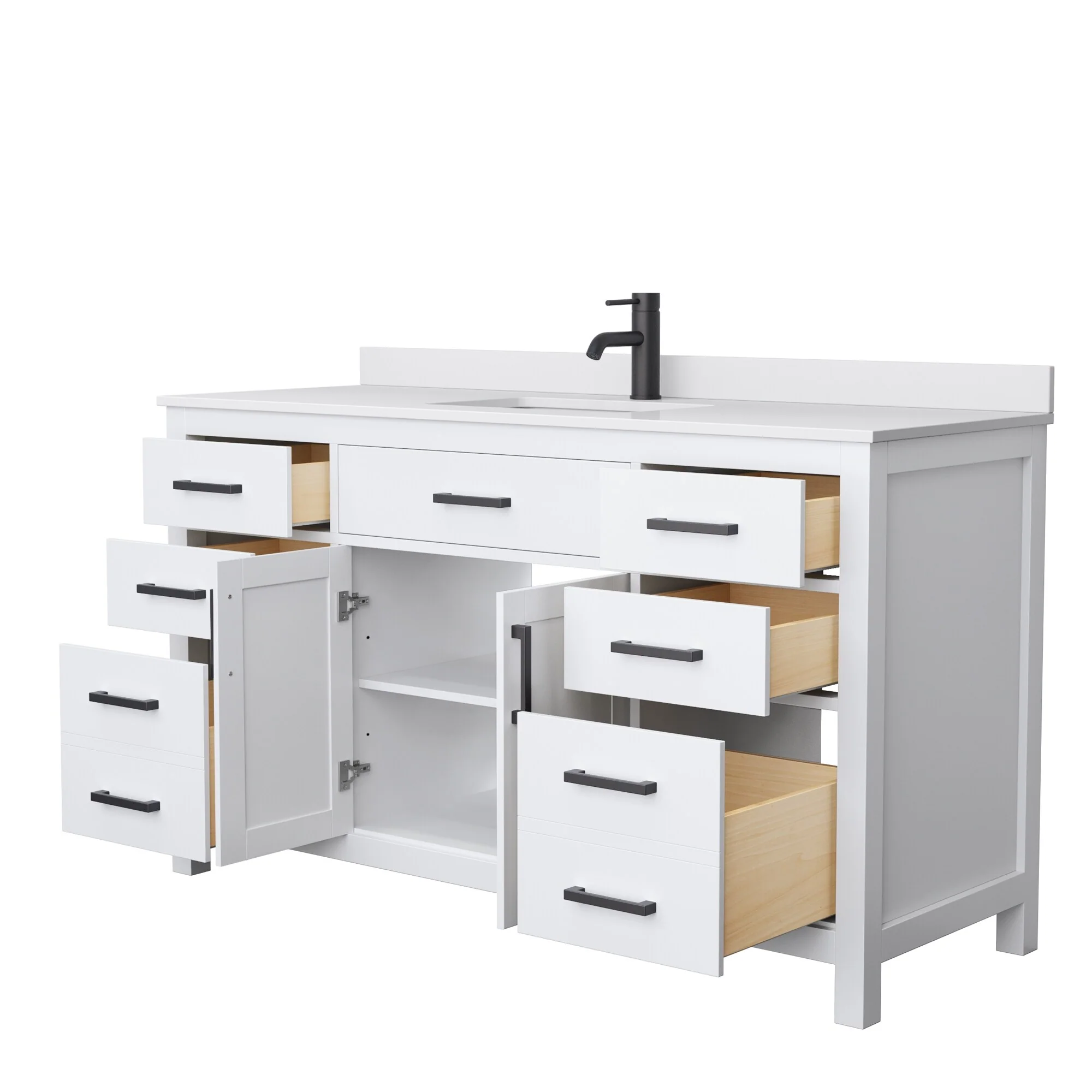 Beckett 60 Inch Single Vanity, Cultured Marble Top