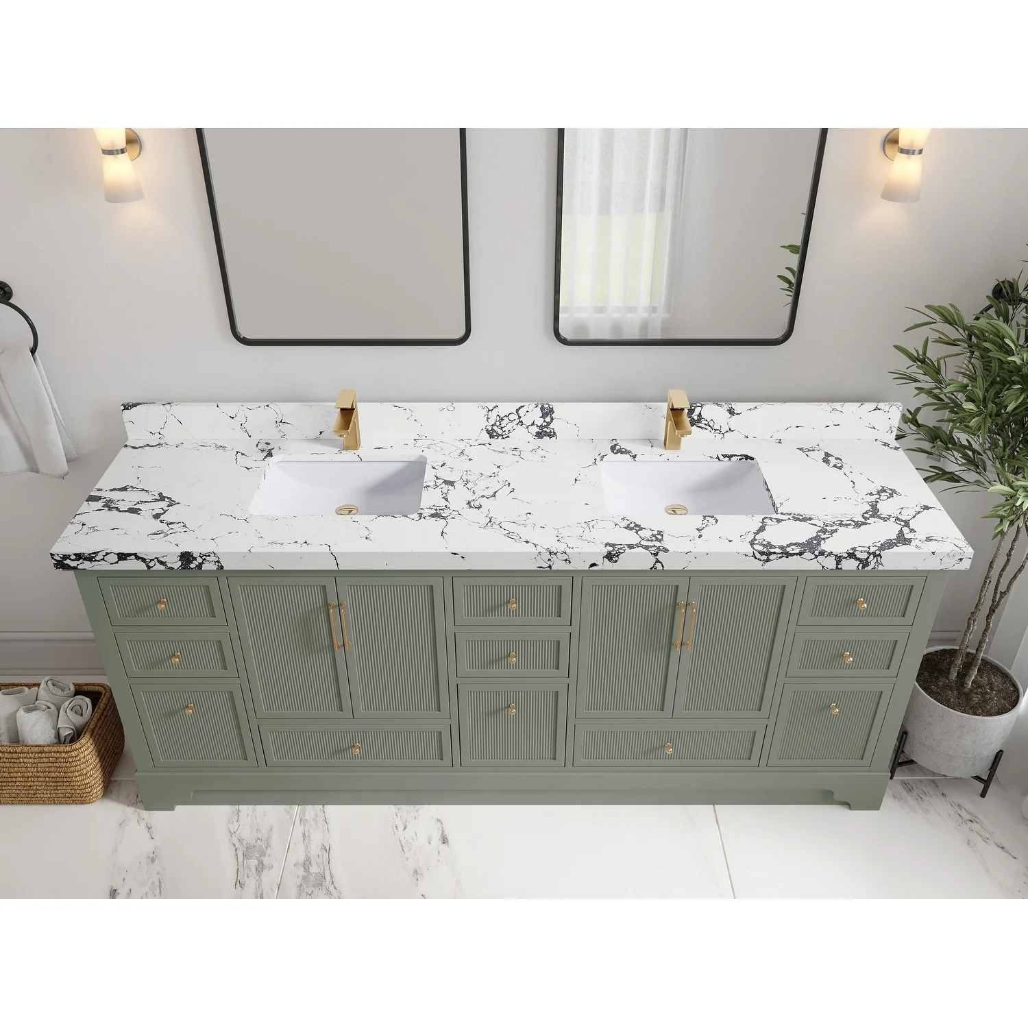 Willow Collections 84 in. W x 22 in. D Alys Double Bowl Sink Bathroom Vanity with Countertop