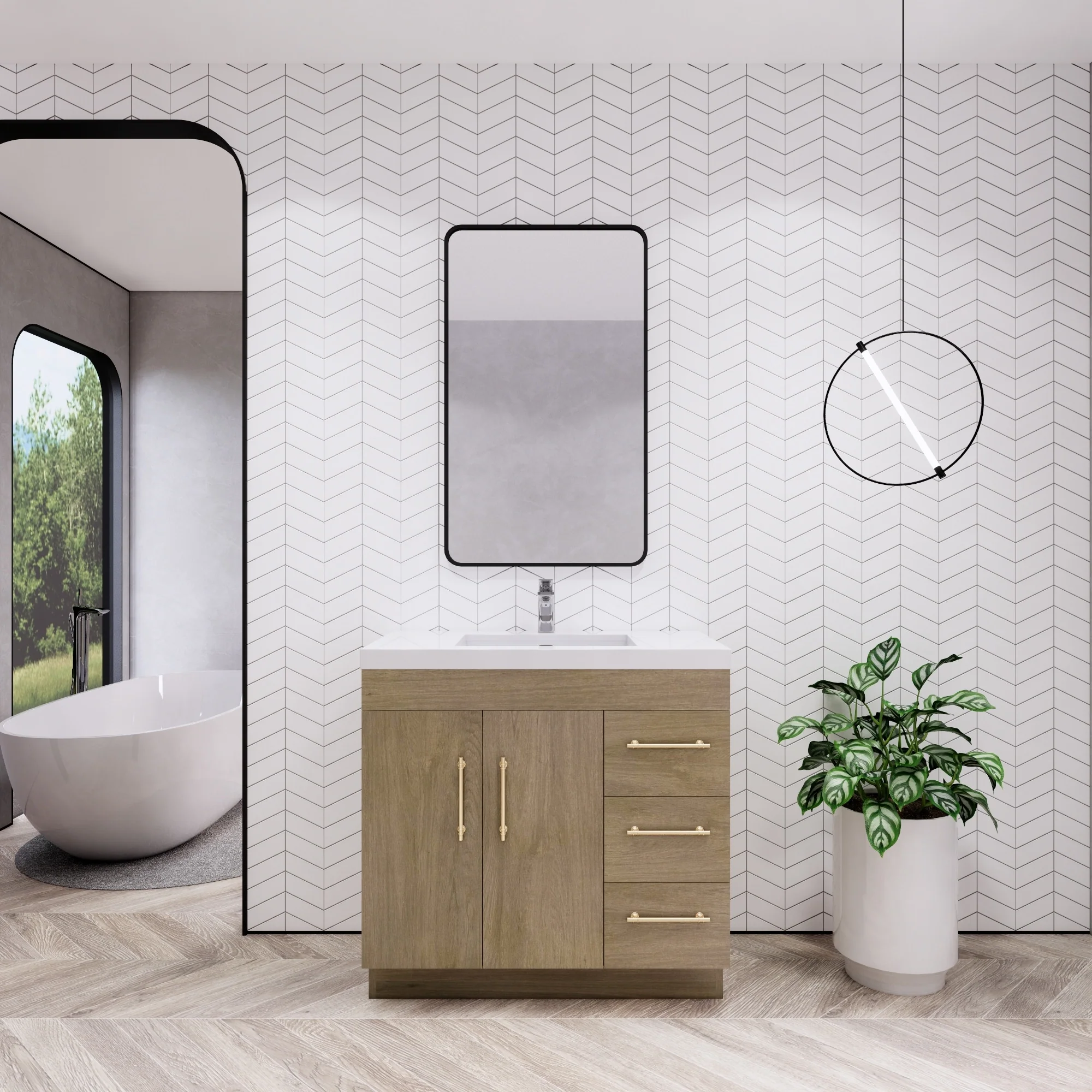 Eliza 36 Freestanding Vanity (Right Drawers) with Single Sink