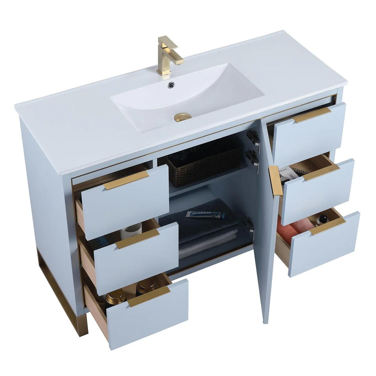Fine Fixtures Opulence Collection Bathroom Vanity with White Ceramic Sink