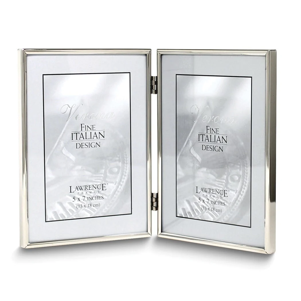 Curata 5x7 Portrait Hinged Double Simply Silver-Tone Metal Frame