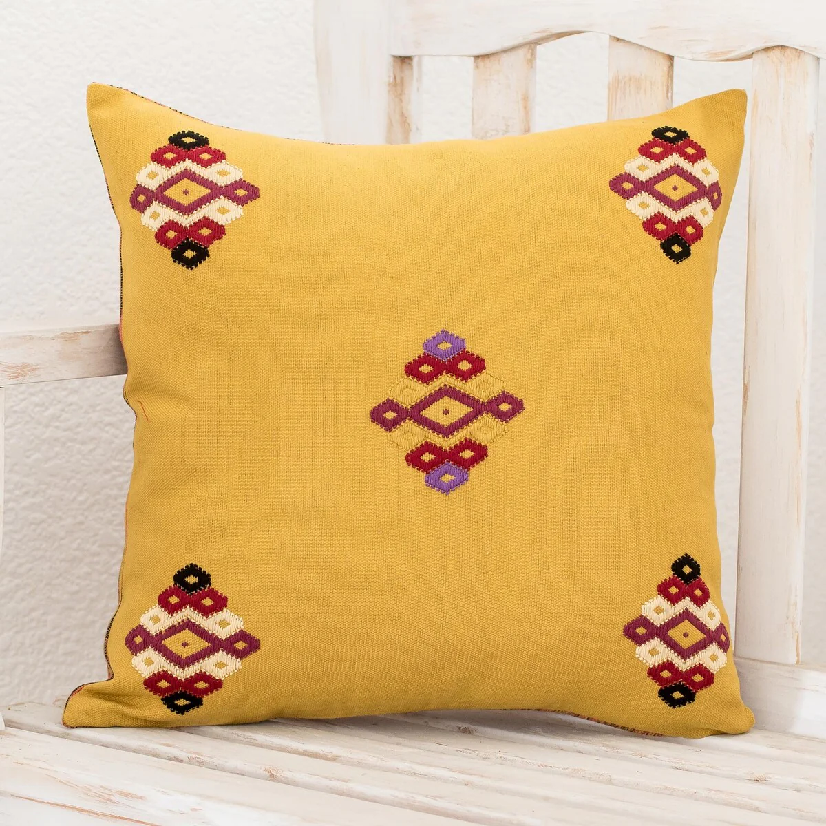 Novica Handmade Jaspe And Geometry Cotton Cushion Cover
