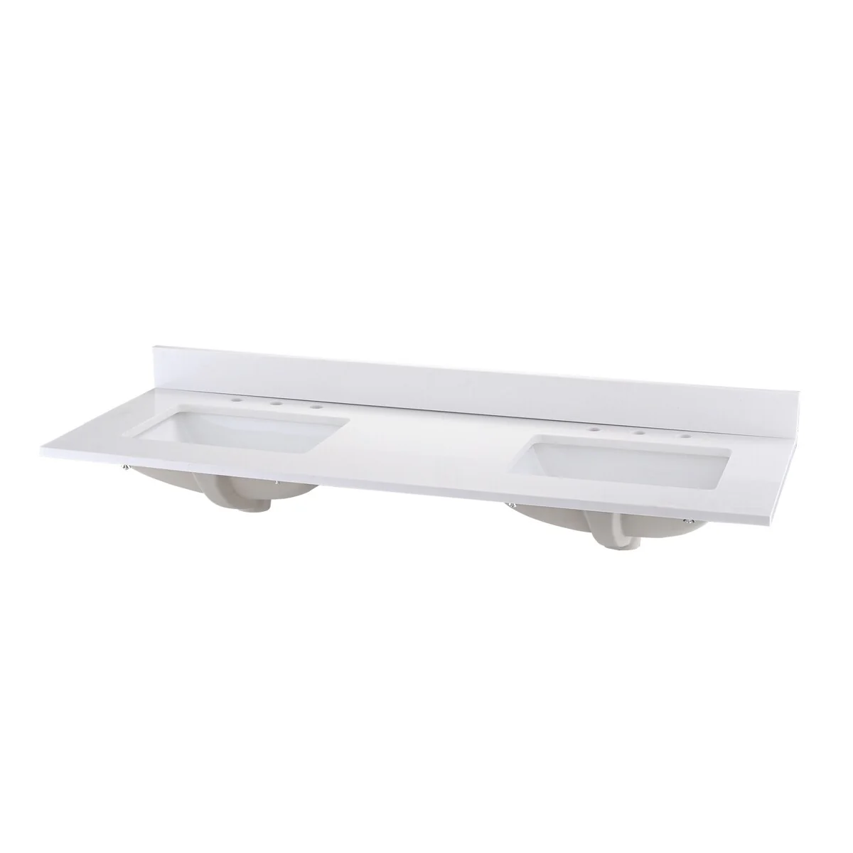 BATHLET 60 inch Quartz Countertop Double Sink Bathroom Vanity Set