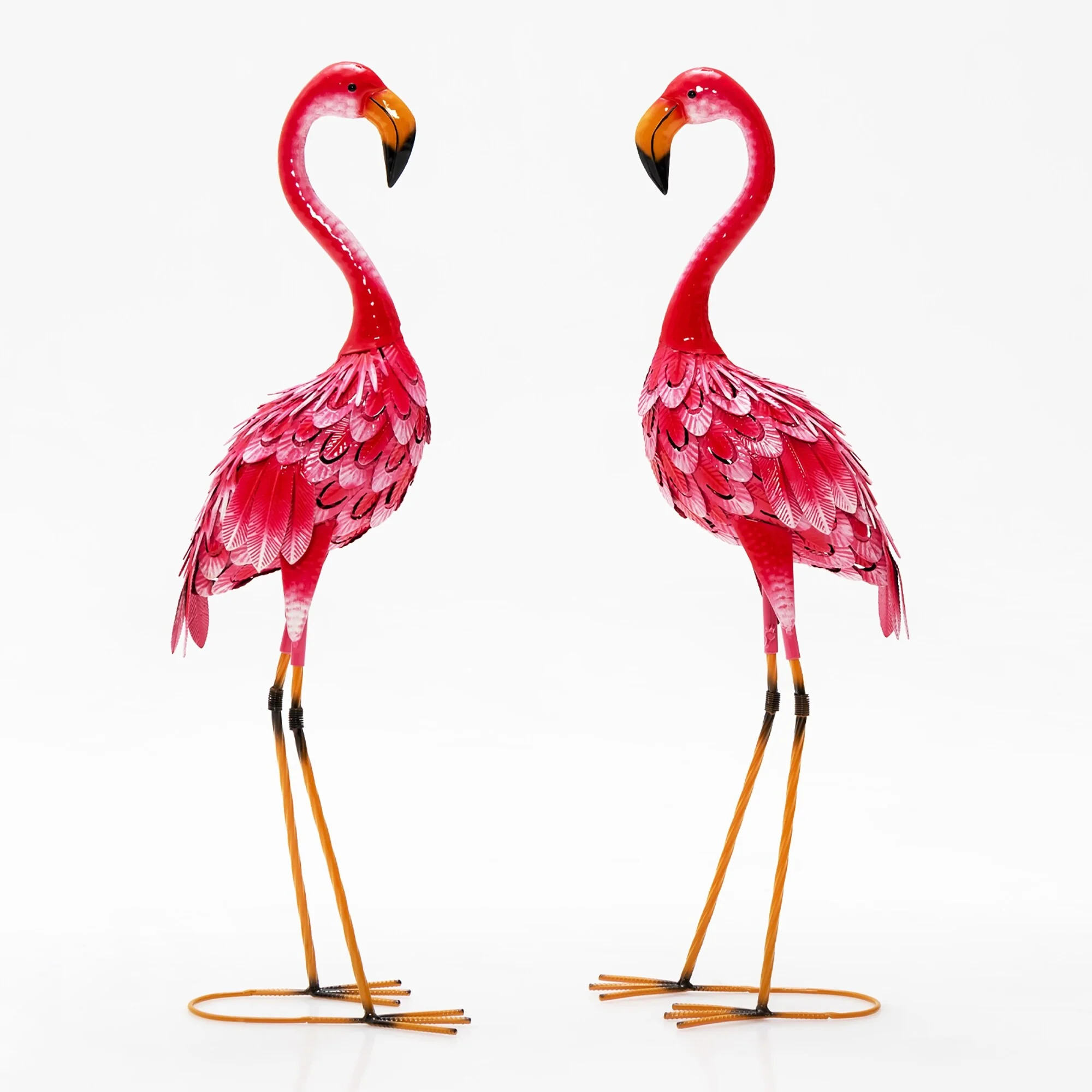 Costway 2-Piece Metal Crane/Flamingo Garden Statue Sculpture Set