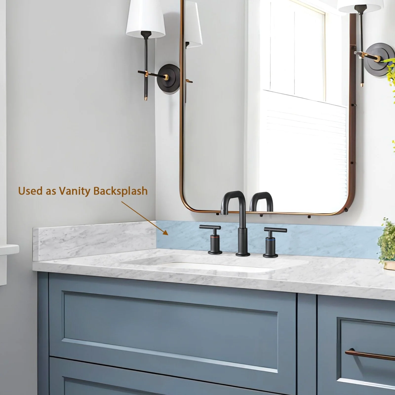 36 in. Marble Backsplash in Carrara White