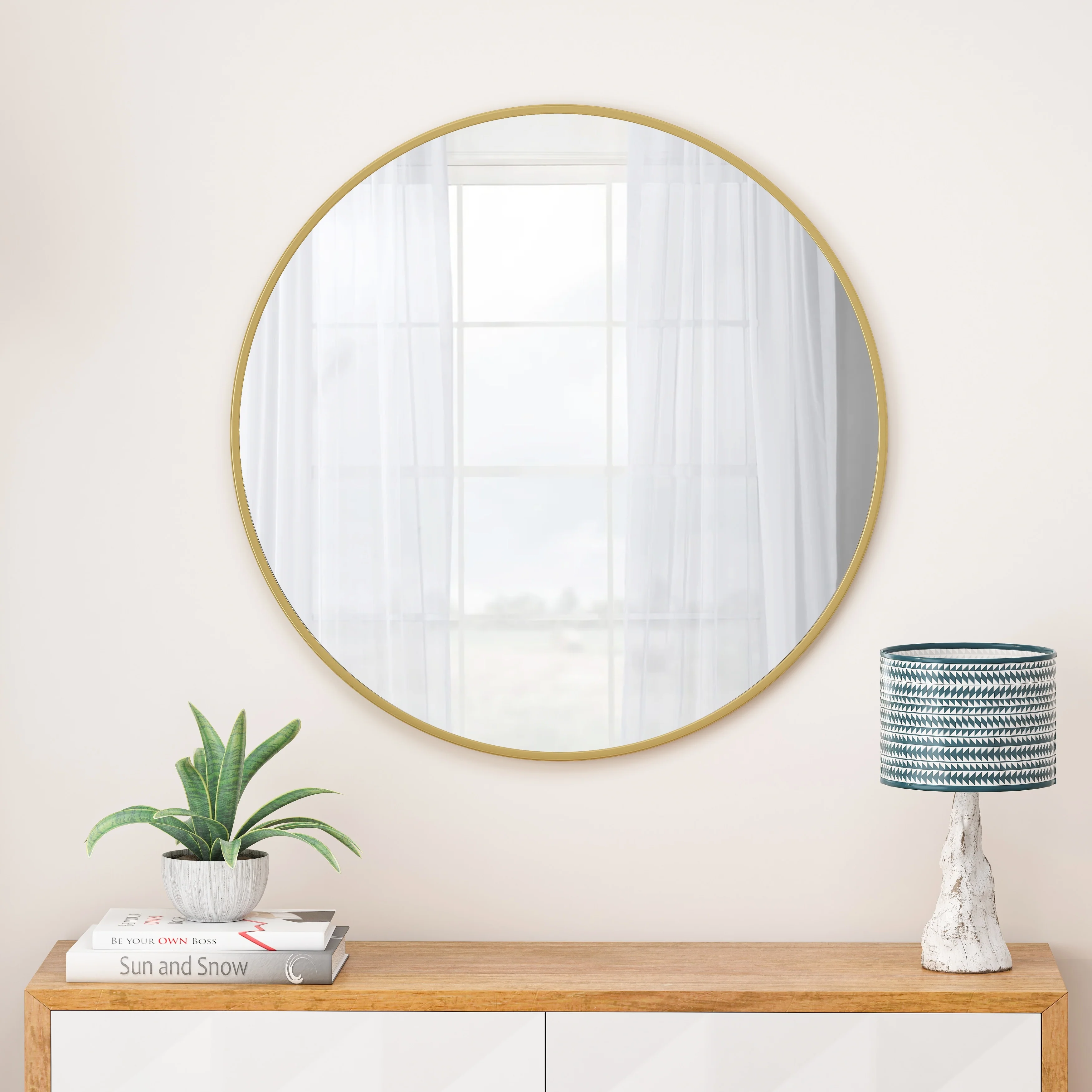 Wall Mirror 48 Inch Oversized Big Size Circular Mirror Metal Framed Mirror Round Vanity Mirror Dressing Mirror