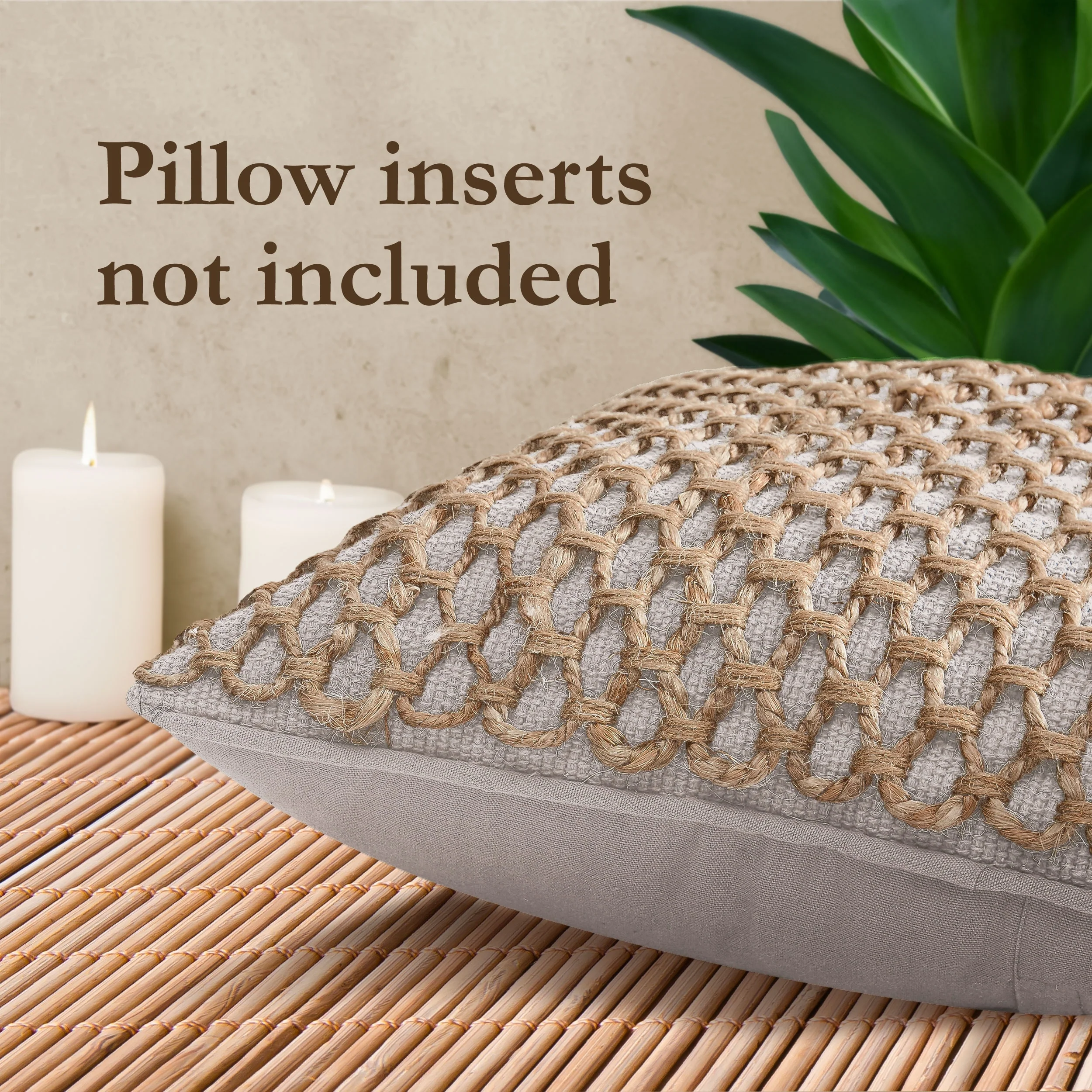 Boho Living Jada Braided Cotton/Jute Throw Pillow Covers