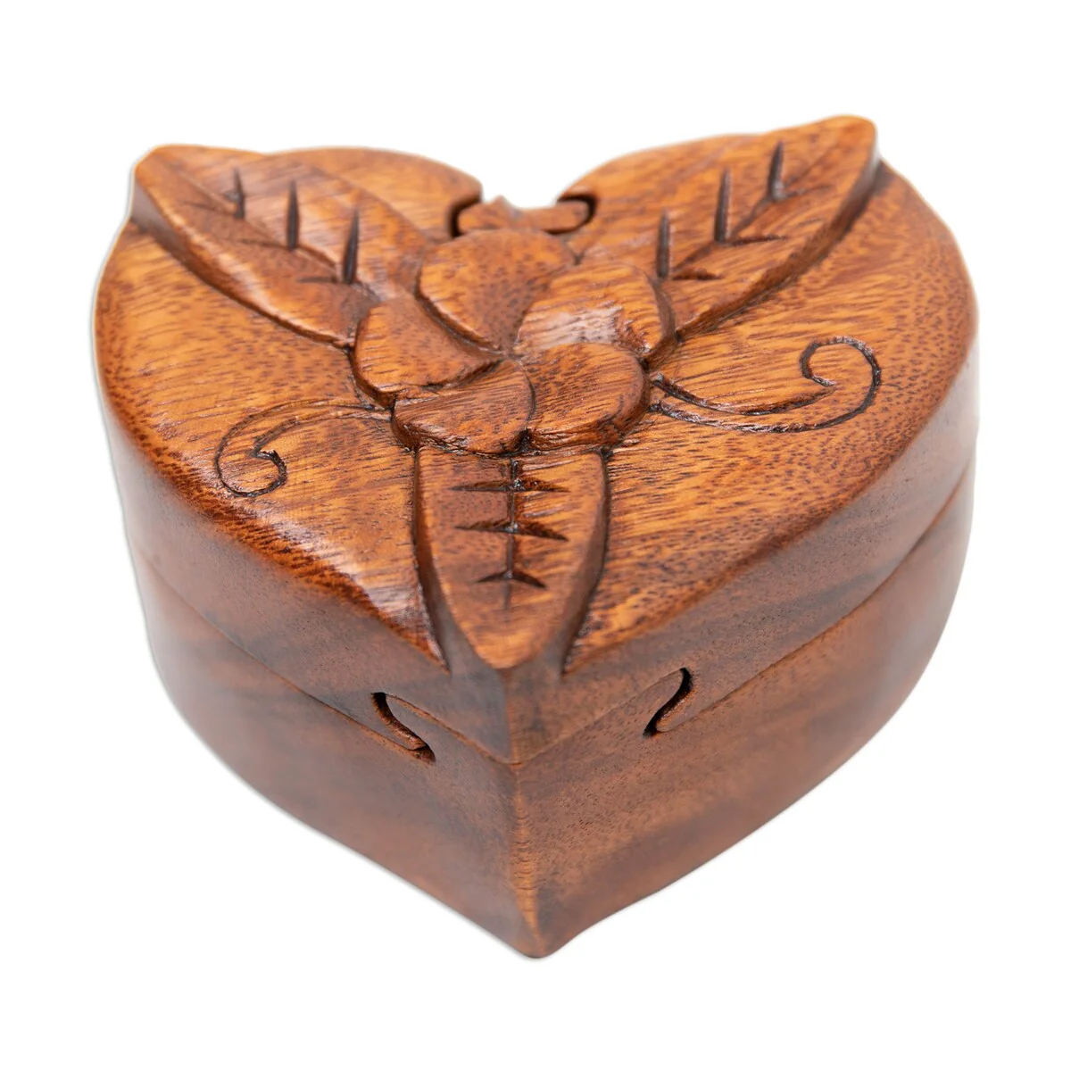 Novica Handmade Frangipani Challenge Wood Puzzle Box
