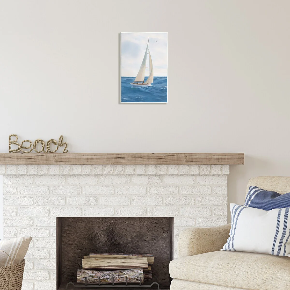 Stupell Sailboat in Ocean Waves Wall Plaque Art Design by James Wiens