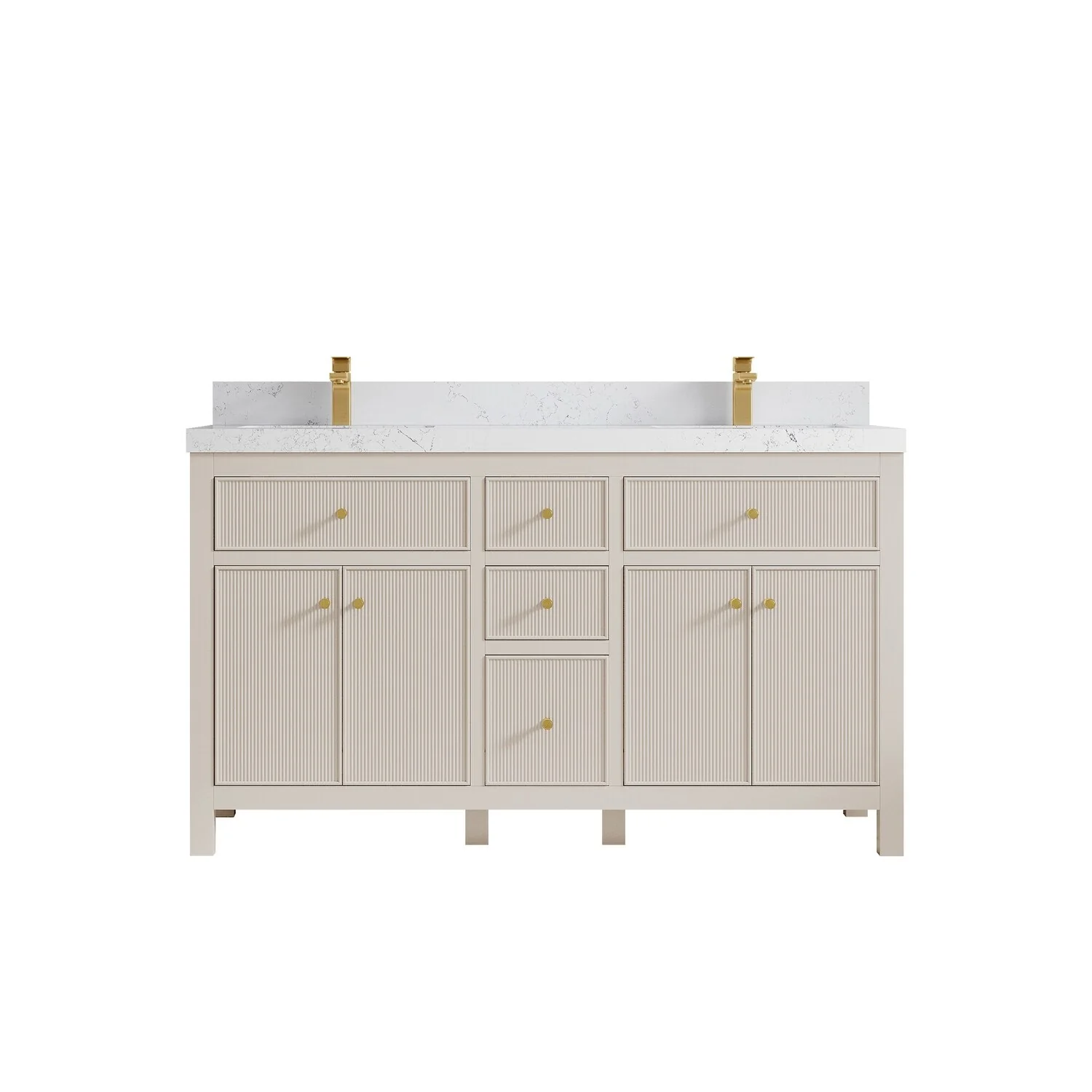 Willow Collections 60 in. W x 22 in D. Sonoma Free Standing Reeded Double Sink Bathroom Vanity with Countertop