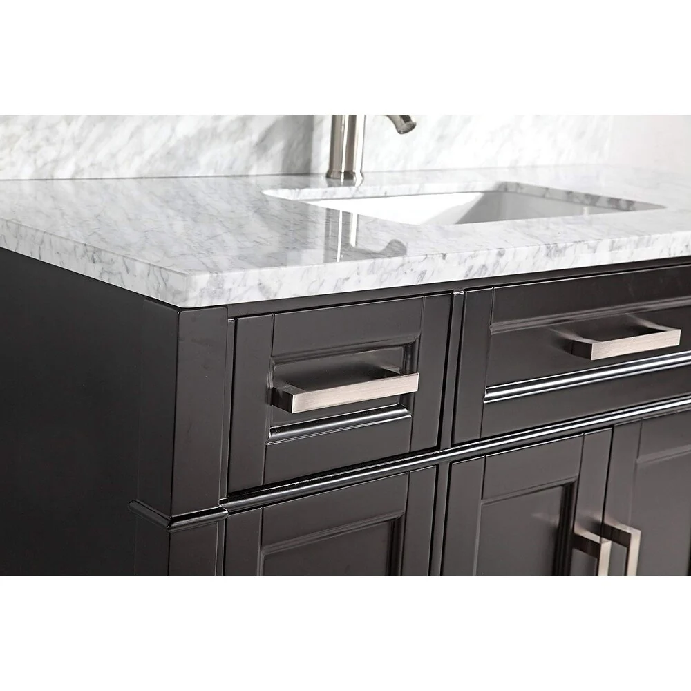 Vanity Art 60-Inch Single Sink Bathroom Vanity Set Carrara Marble Stone Top 7 Drawers 1 Shelf Undermount Sink with Free Mirror