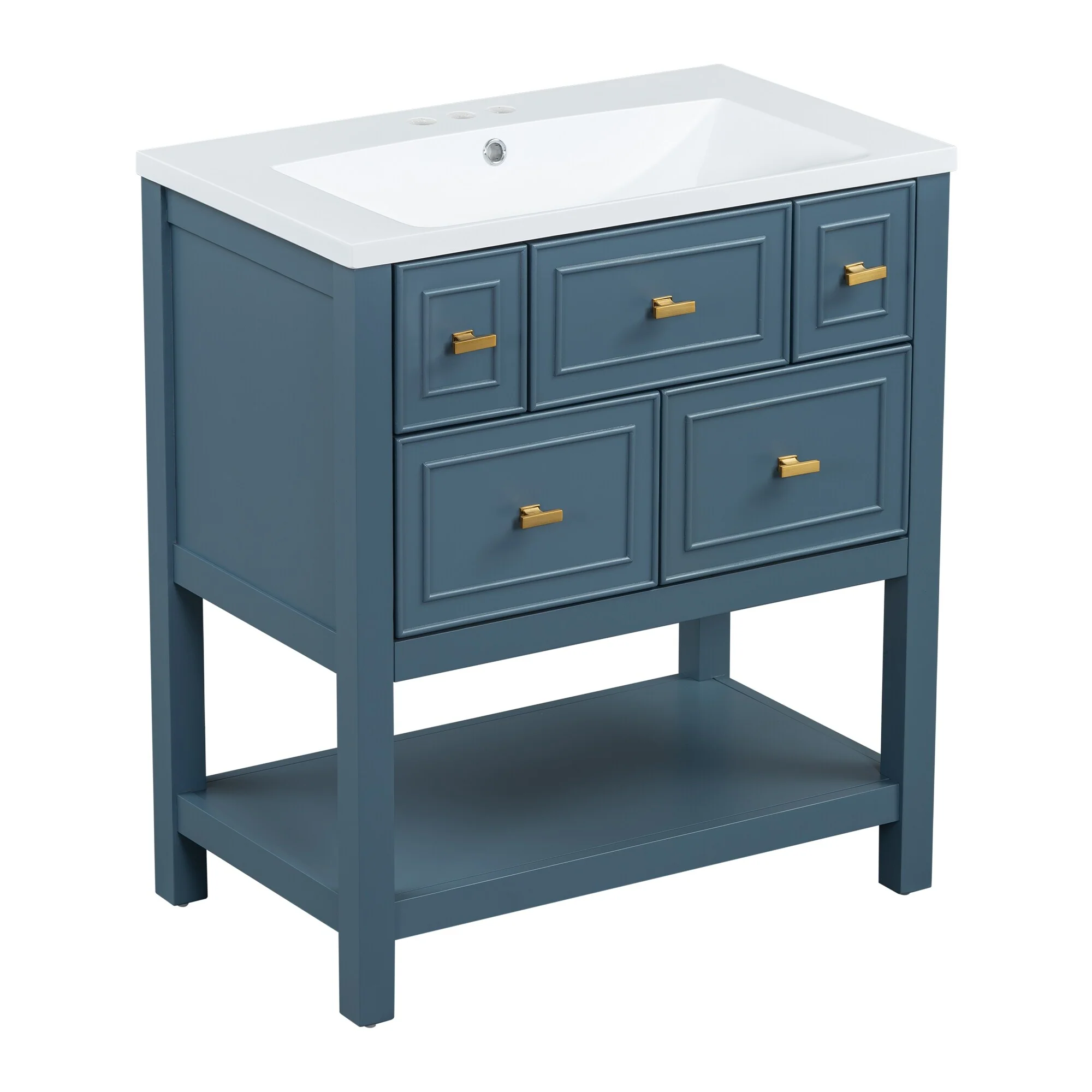 Free Standing Single Bathroom Vanity with 5 Drawers Bathroom Storage Cabinet