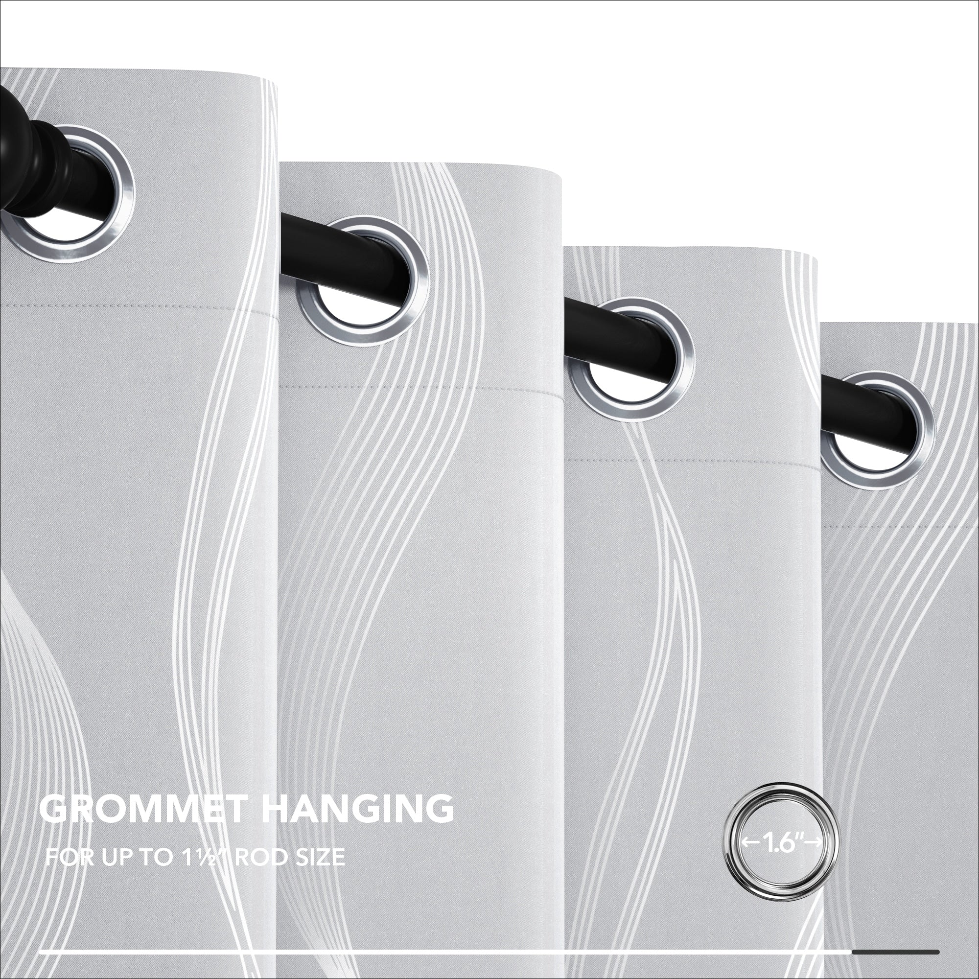 Deconovo Silver Wave 52 Width Curtain Panel Pair (2 Panel)