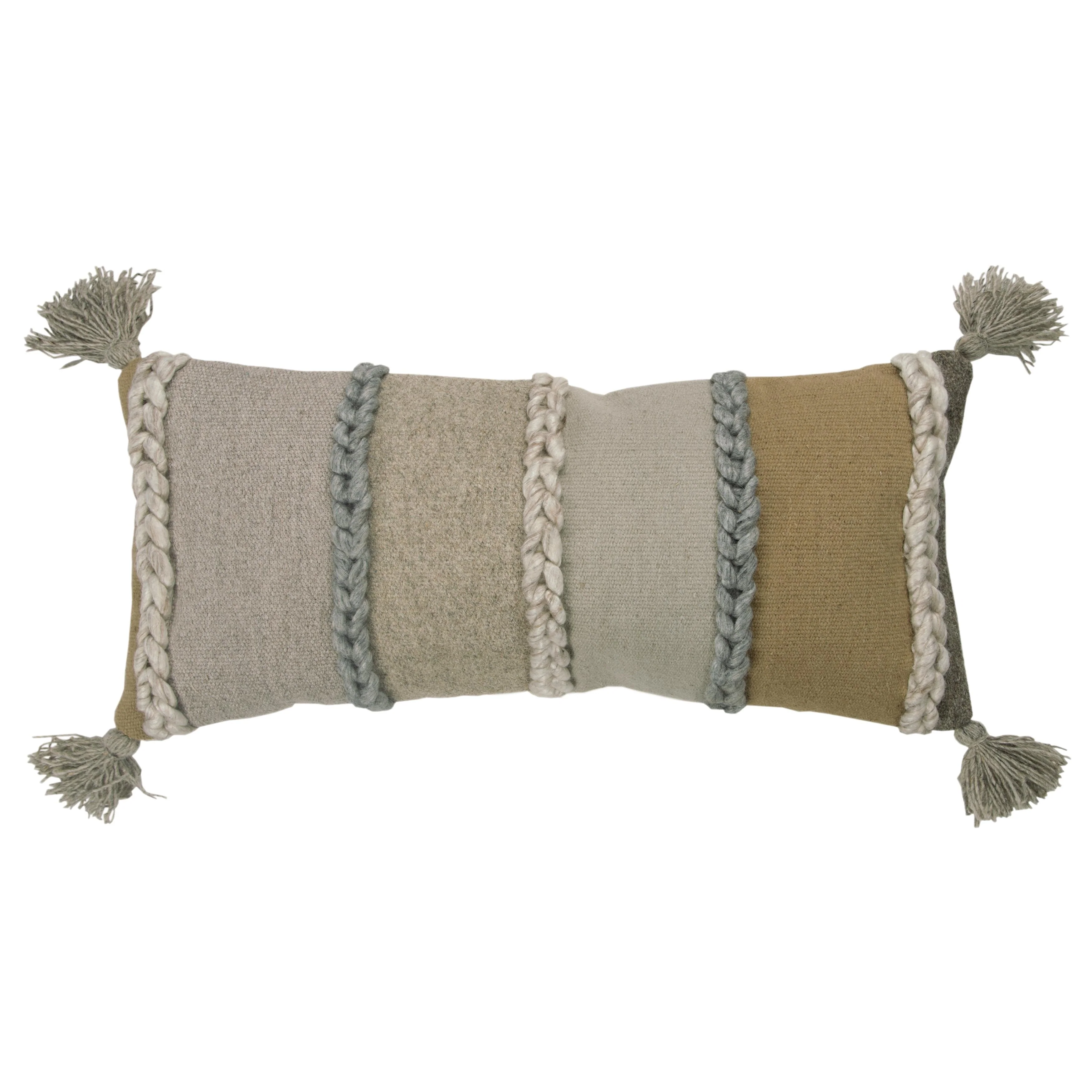 Grey Stripe Camel Urban Farmhouse Decorative Filled Pillow