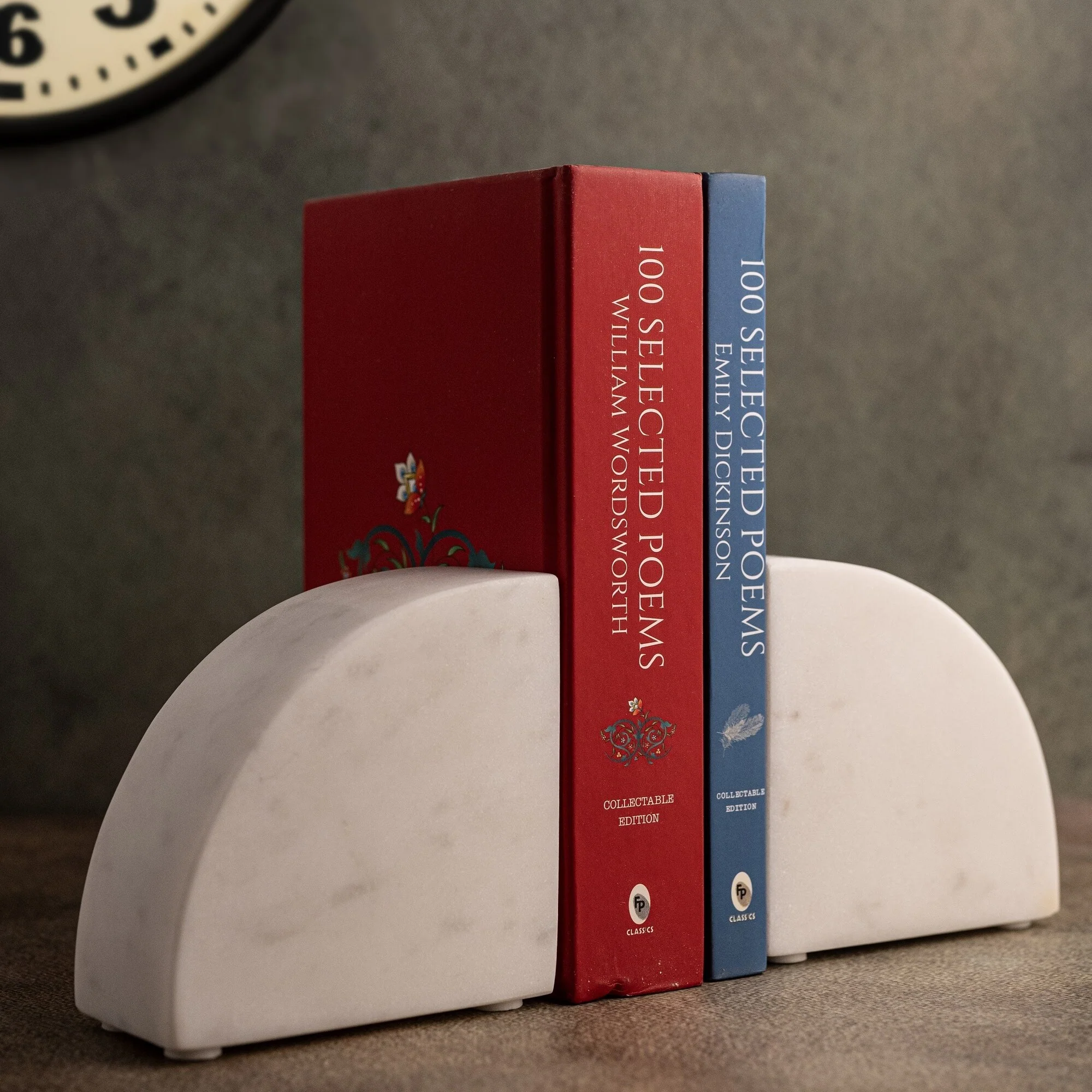 Set of 2 White Marble Bookends