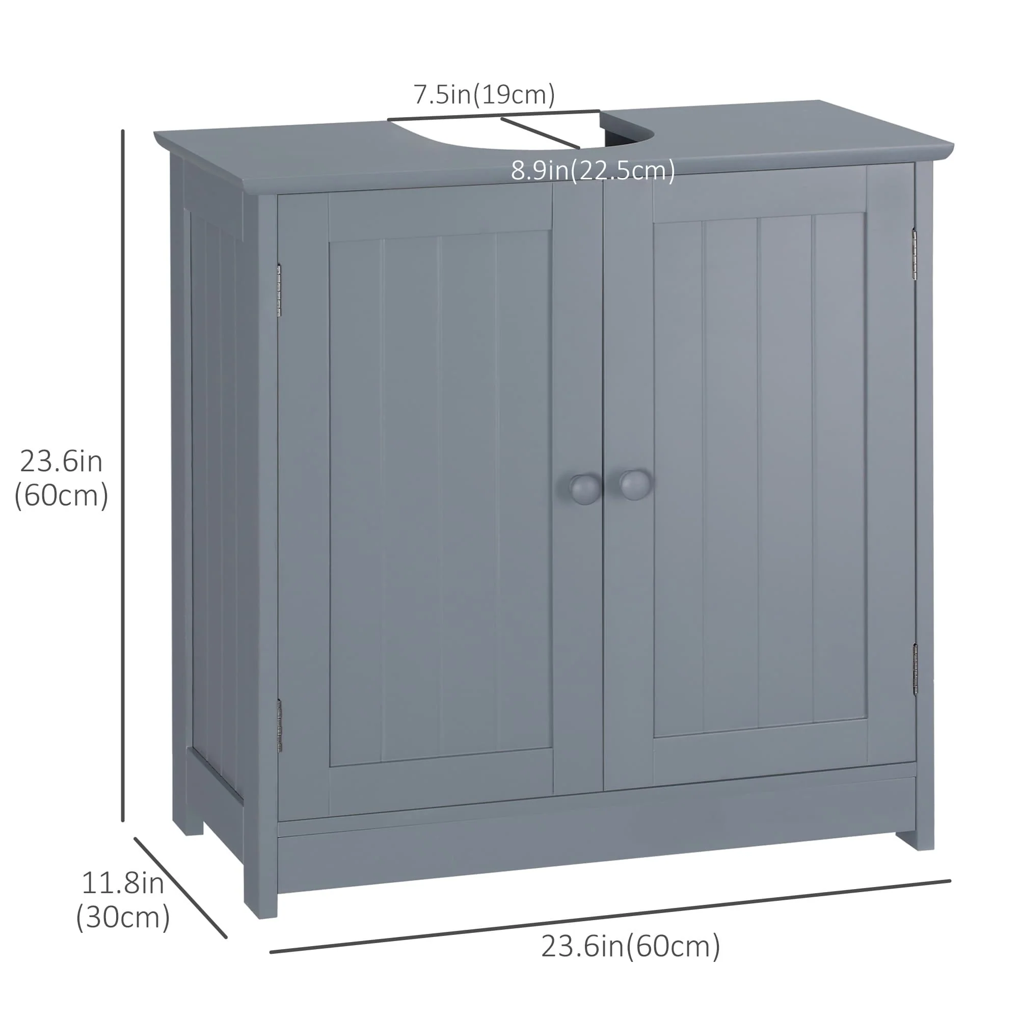 HOMCOM Under Sink Bathroom Cabinet with 2 Doors and Shelf, Pedestal Sink Bathroom Vanity Cabinet