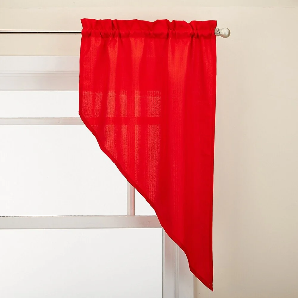 Opaque Red Ribcord Kitchen Curtain Pieces - Tiers/ Valances/ Swags