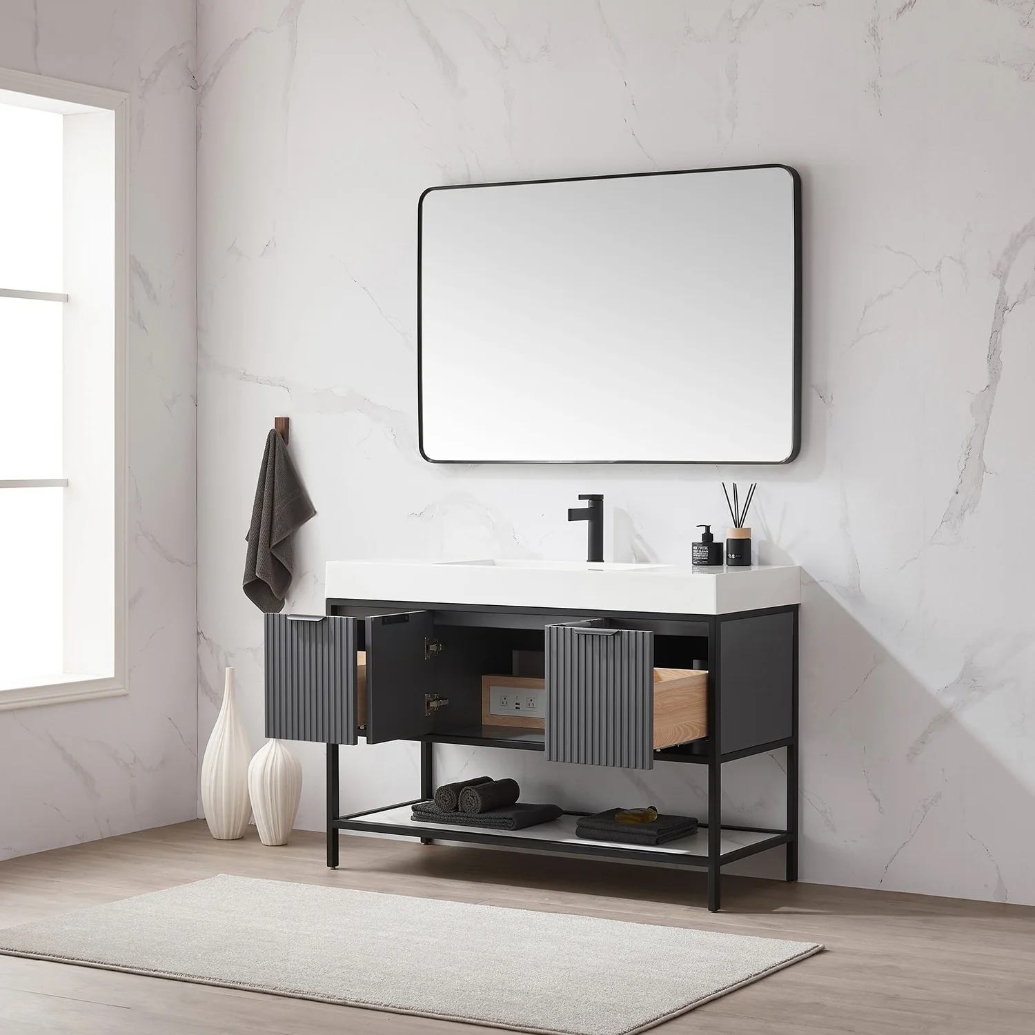 Marcilla 48 in. Single Sink Bath Vanity with Stone Sink Top
