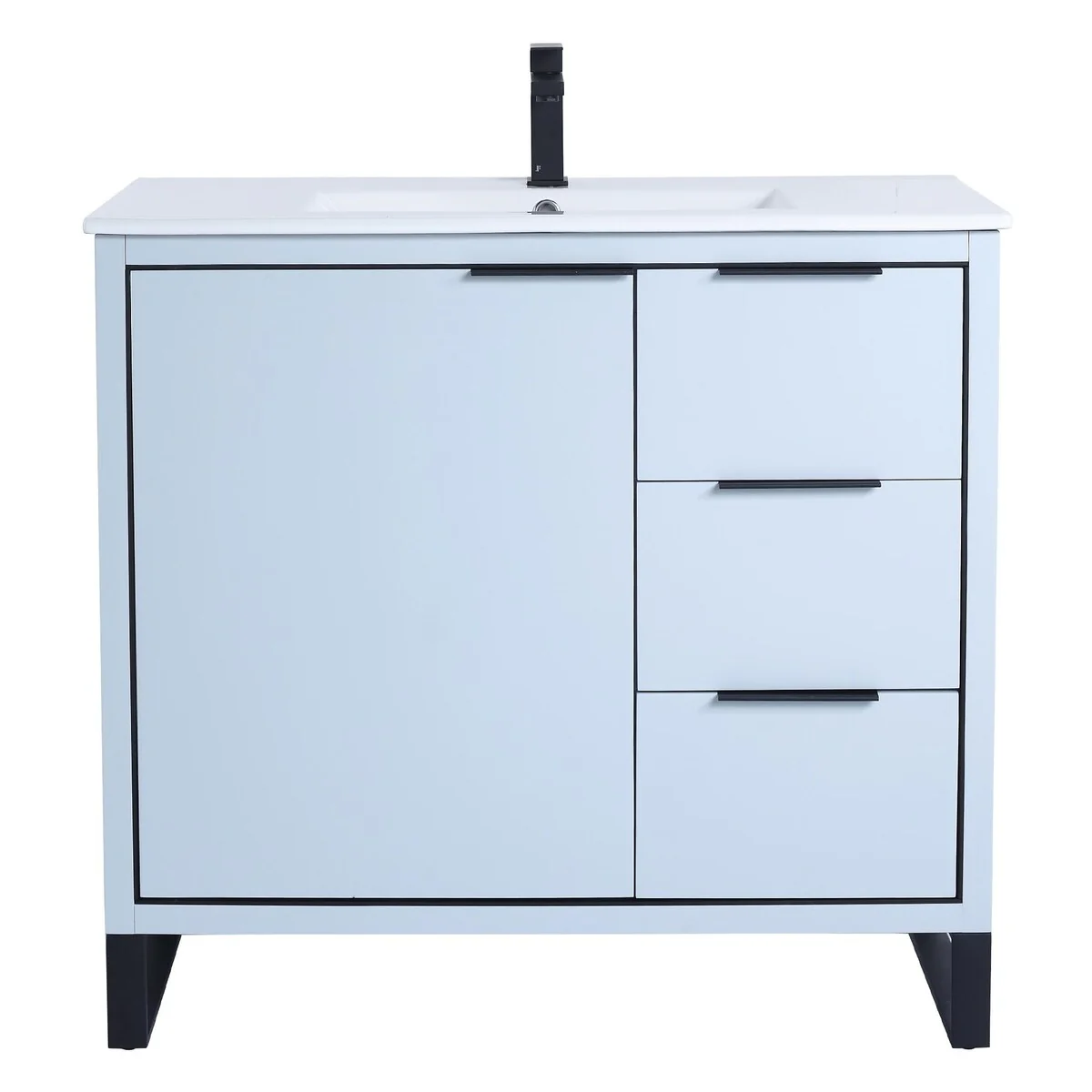 Fine Fixtures Opulence Collection Bathroom Vanity with White Ceramic Sink