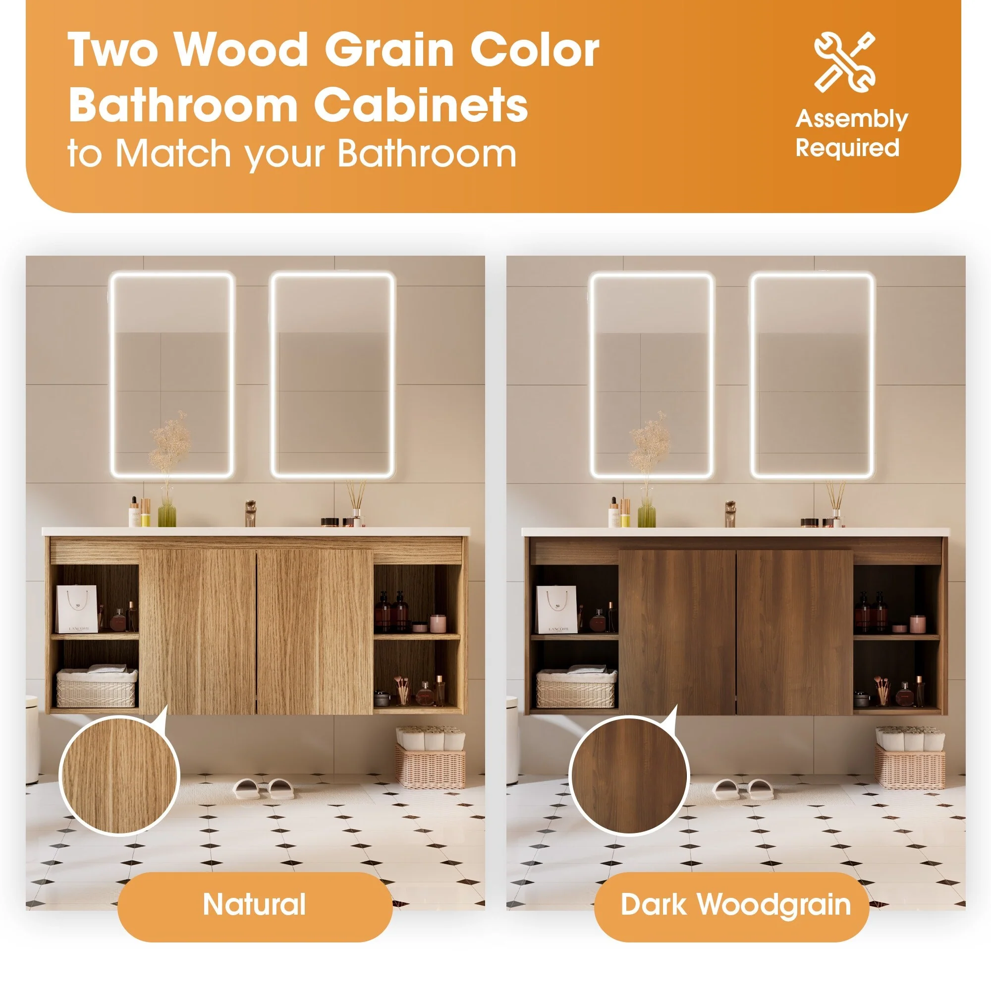 48-Inch Wall-Mounted Modern Bathroom Vanity with Single Sink – Sleek MDF Construction for Contemporary Spaces