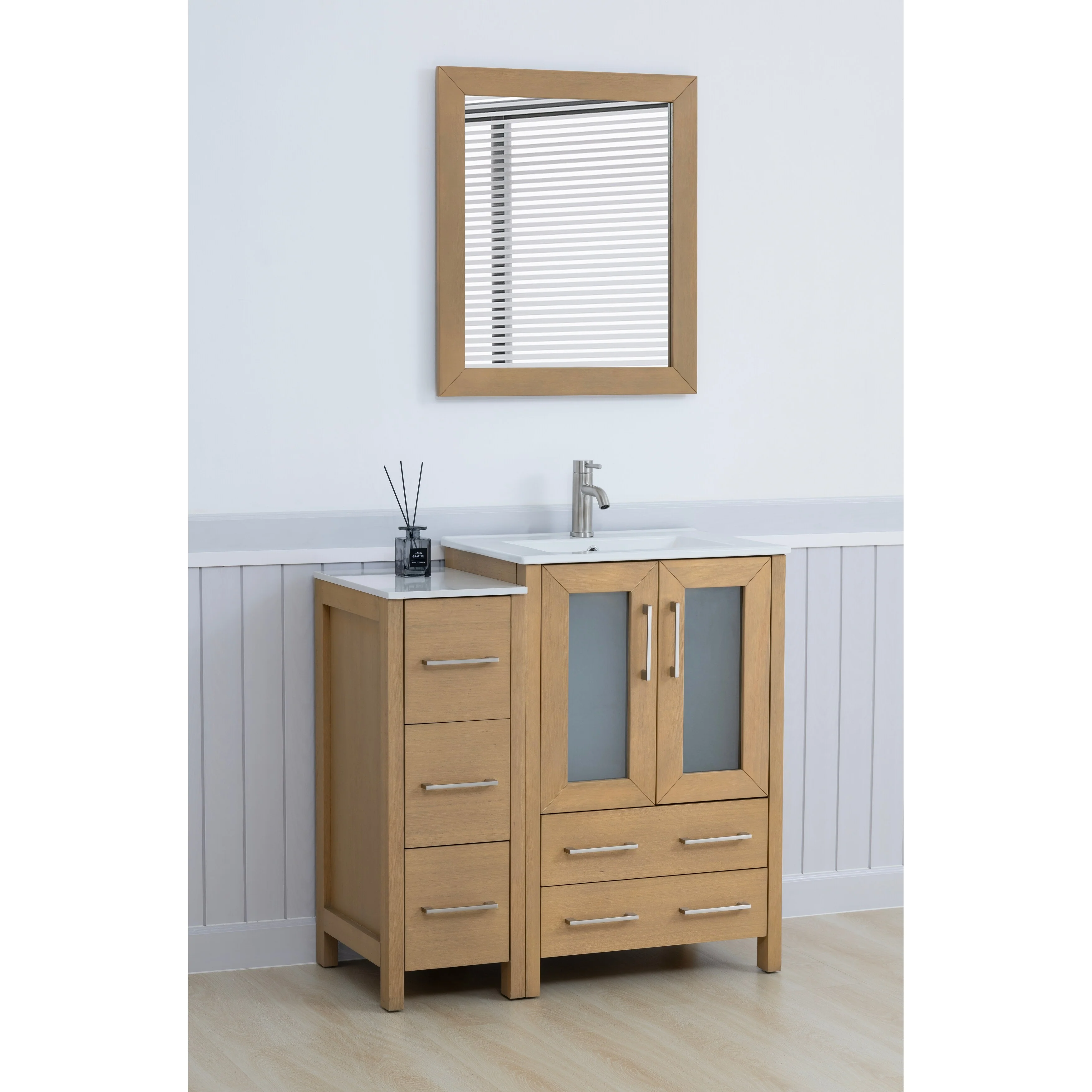 Vanity Art 36-Inch Single Sink Bathroom Vanity with Top & Free Mirror - 36 X 18.1 X 35.8