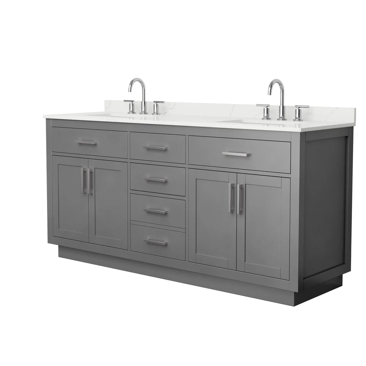 Beckett TK 72-inch Double Vanity, 3 Hole Quartz Top