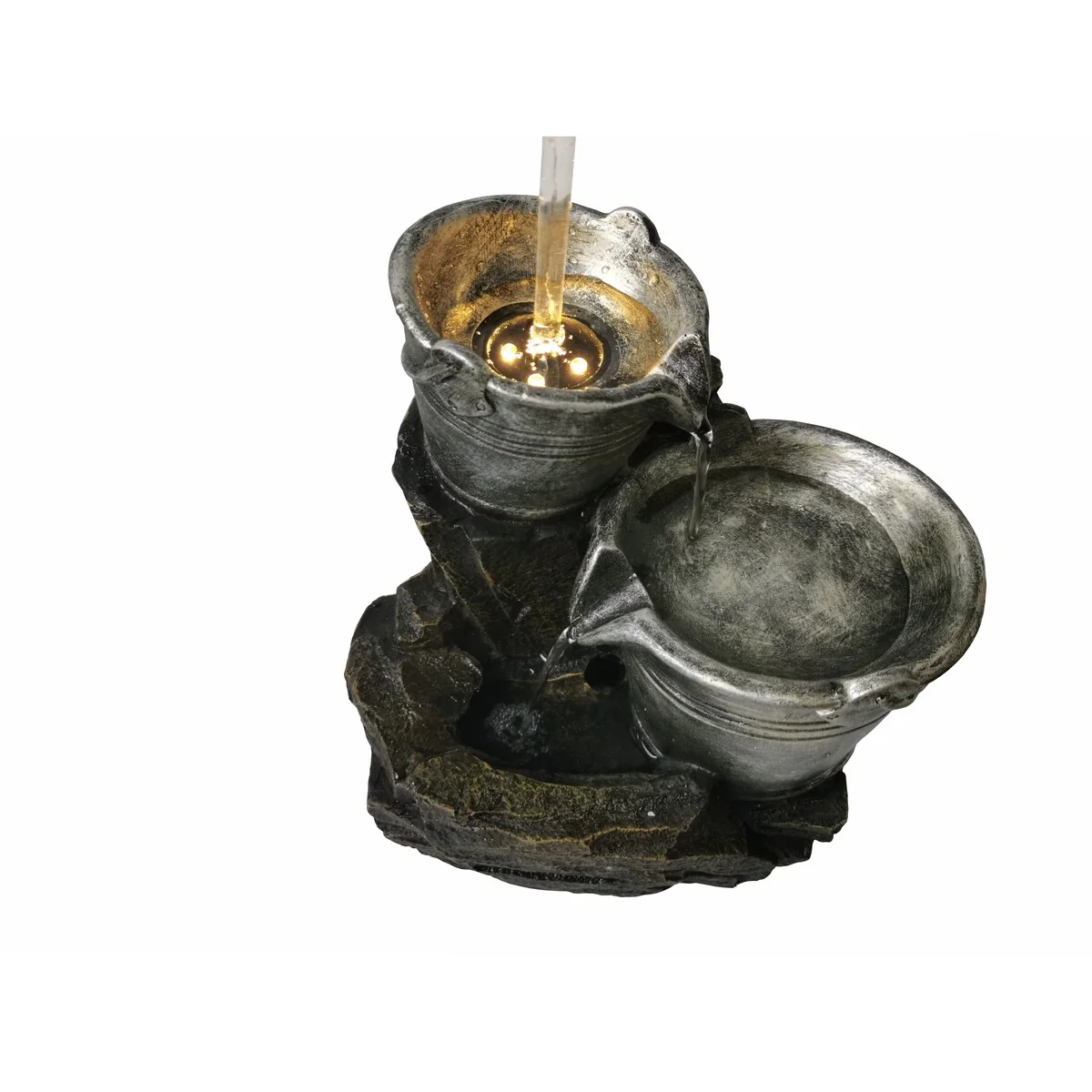 Indoor Floating Faucet and Barrel Tabletop Fountain with LED Light