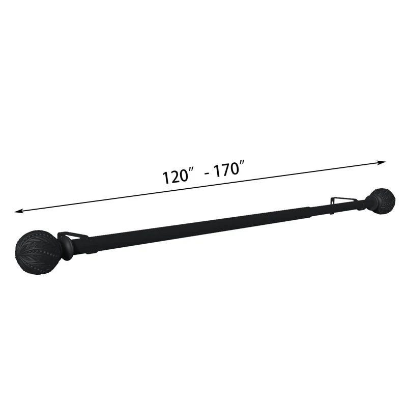 Debuono Black Adjustable Curtain Rod with Final Set